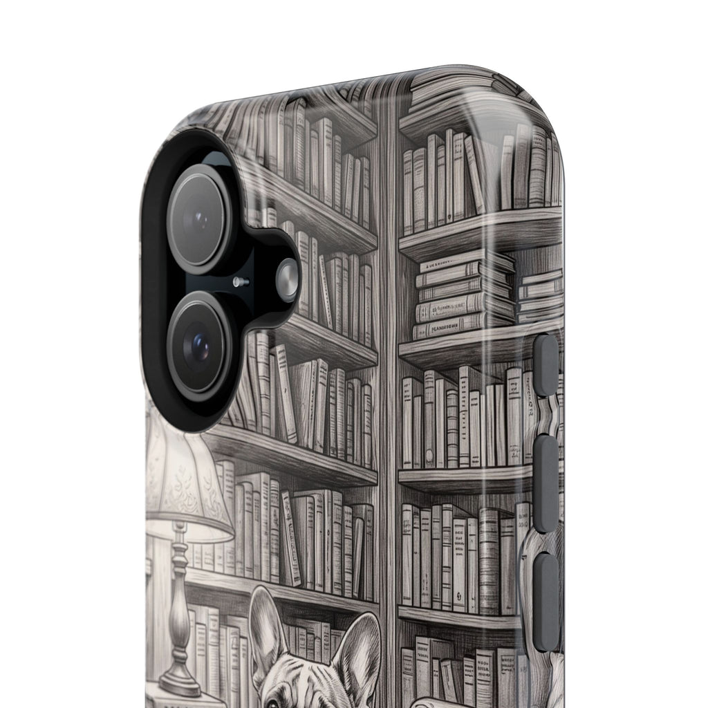 Personalized French Bulldog Library Study Phone Case — Wireless Charging Cover