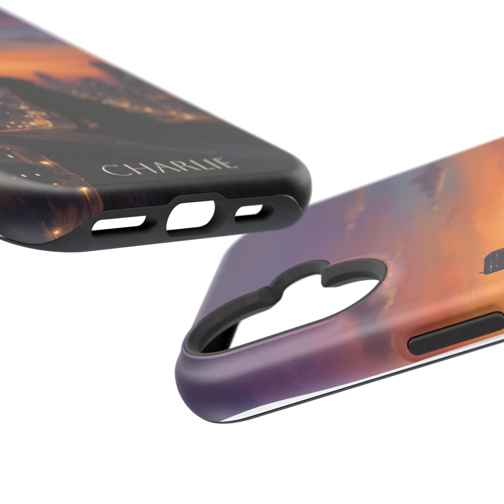 Personalized Golden Retriever City Skyline Phone Case — Wireless Charging Cover