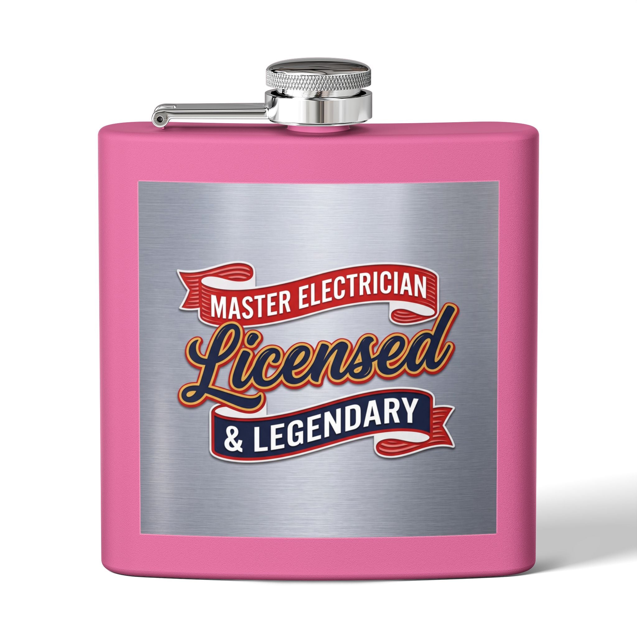 Flask — "Master Electrician: Licensed & Legendary" (Crest Edition) 6oz Stainless Steel Hip Flask