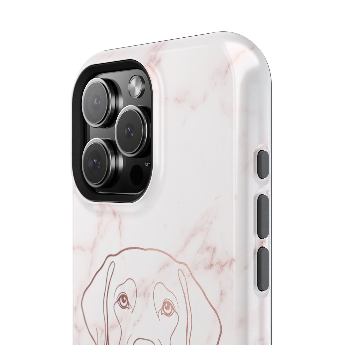 Personalized Rose Gold Marble Labrador Phone Case — Tough Magnetic Case with Wireless Charging
