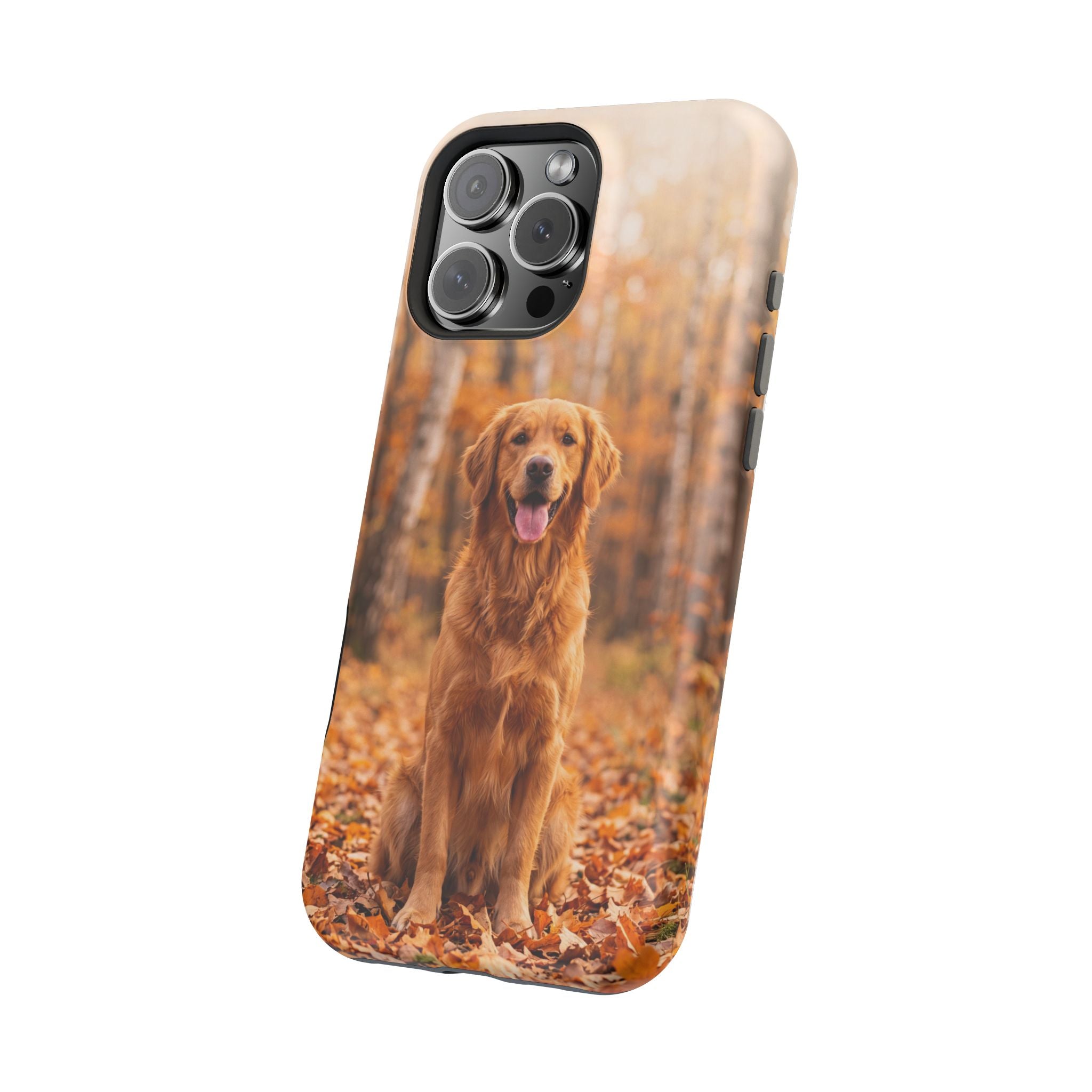 Autumn Golden Retriever Phone Case — Impact-Resistant Wireless Charging Cover