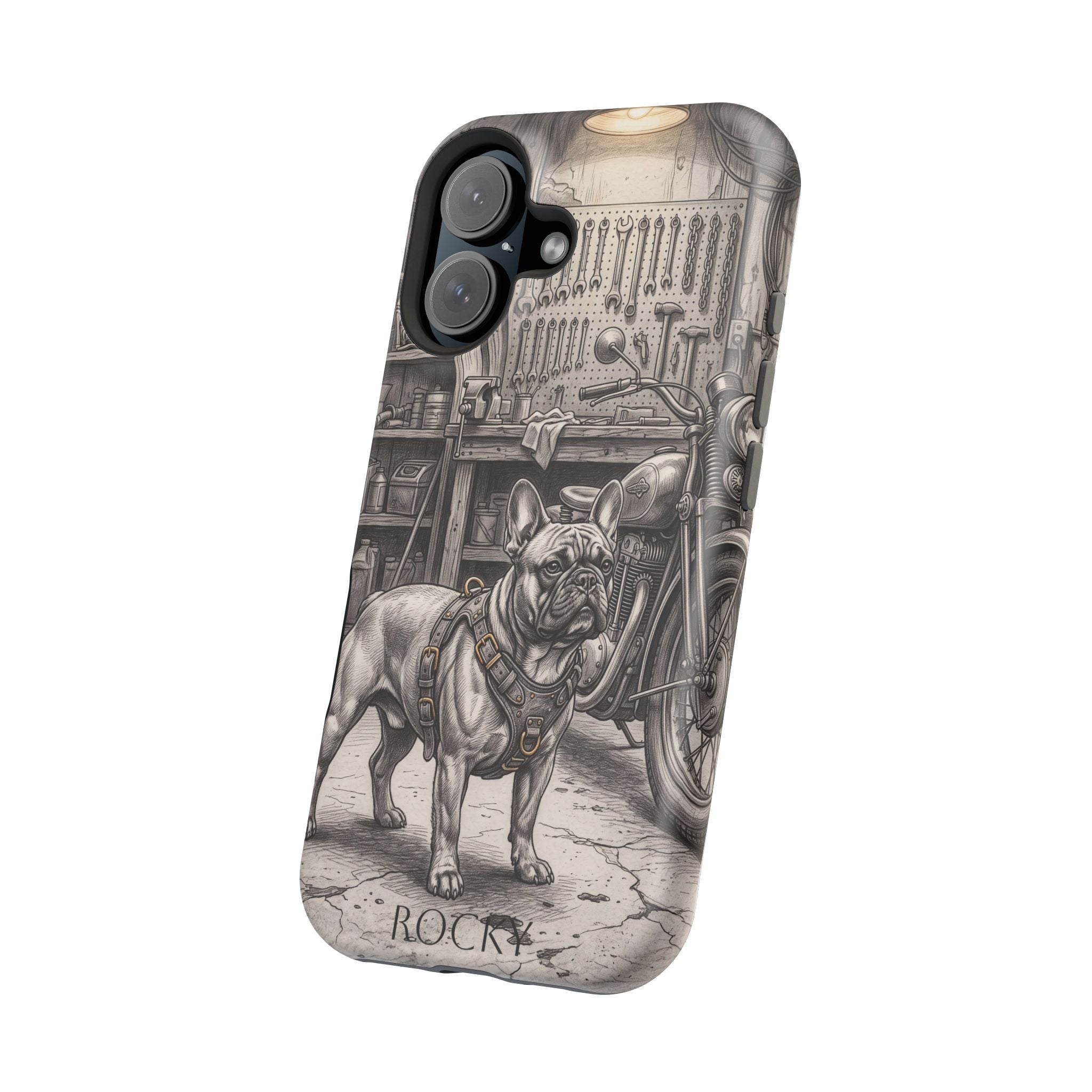 Personalized French Bulldog Vintage Street Phone Case — Wireless Charging Cover