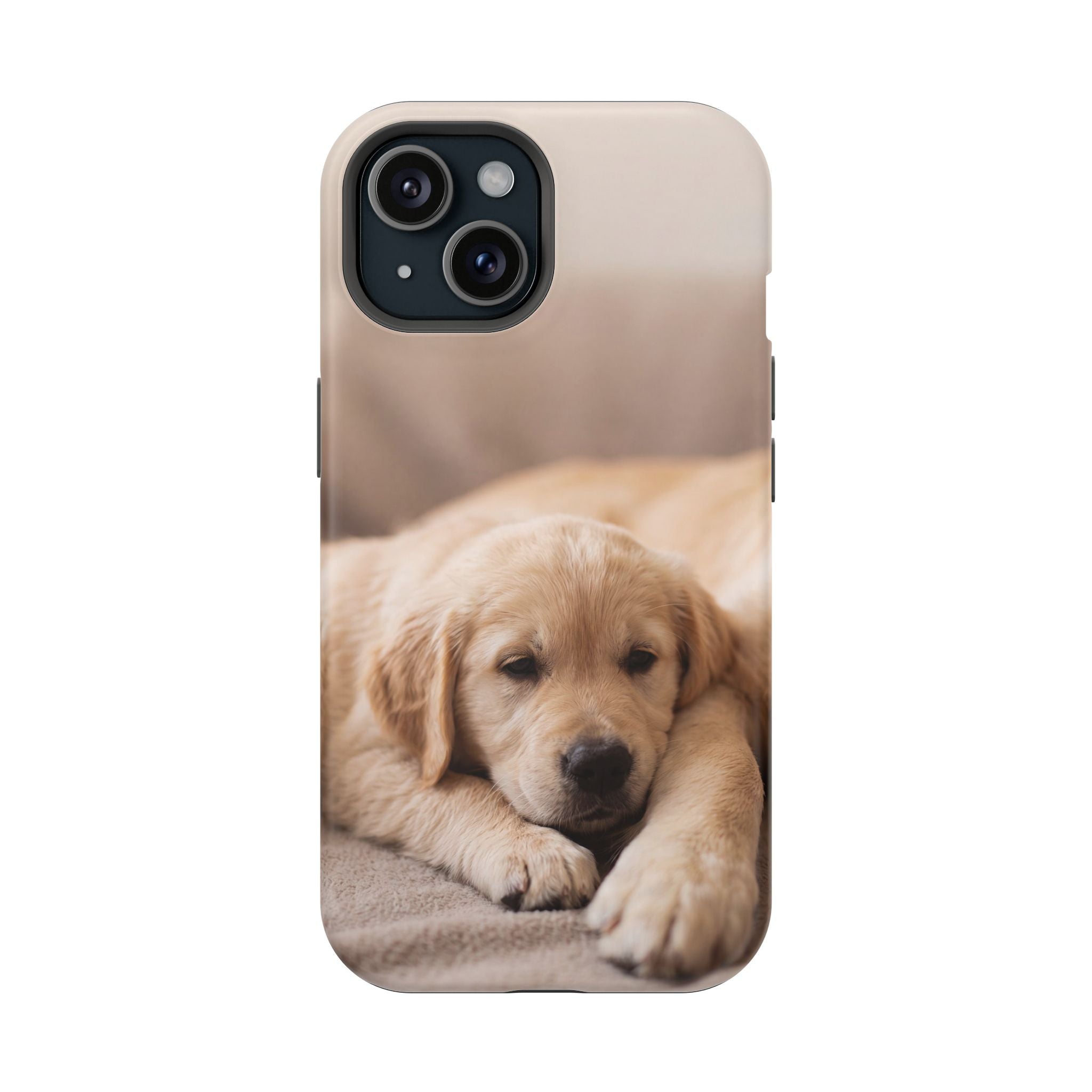 Golden Retriever Puppy Phone Case — Impact-Resistant Wireless Charging Cover