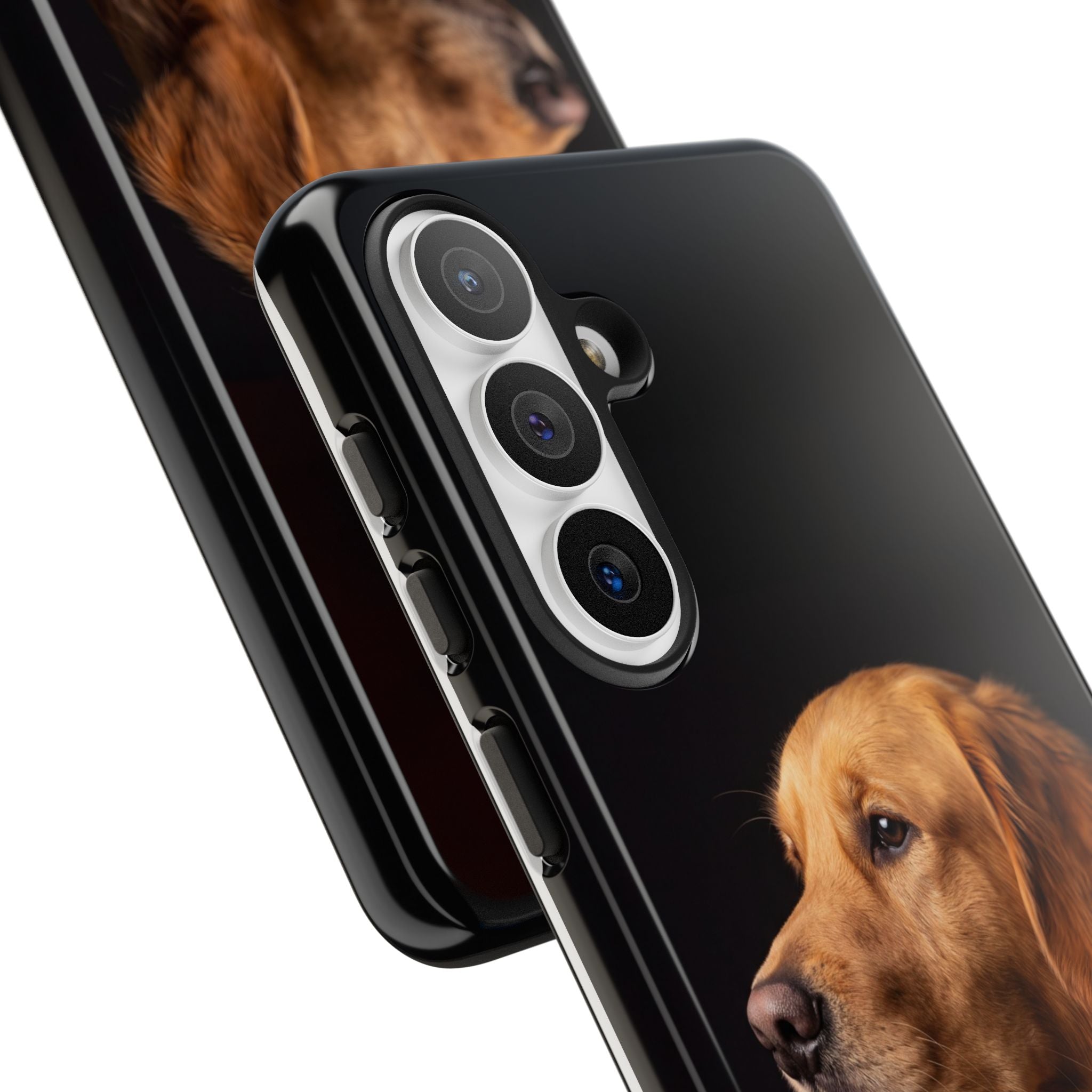 Golden Retriever Portrait Phone Case | Realistic Dog Photo on Black Background | iPhone & Samsung