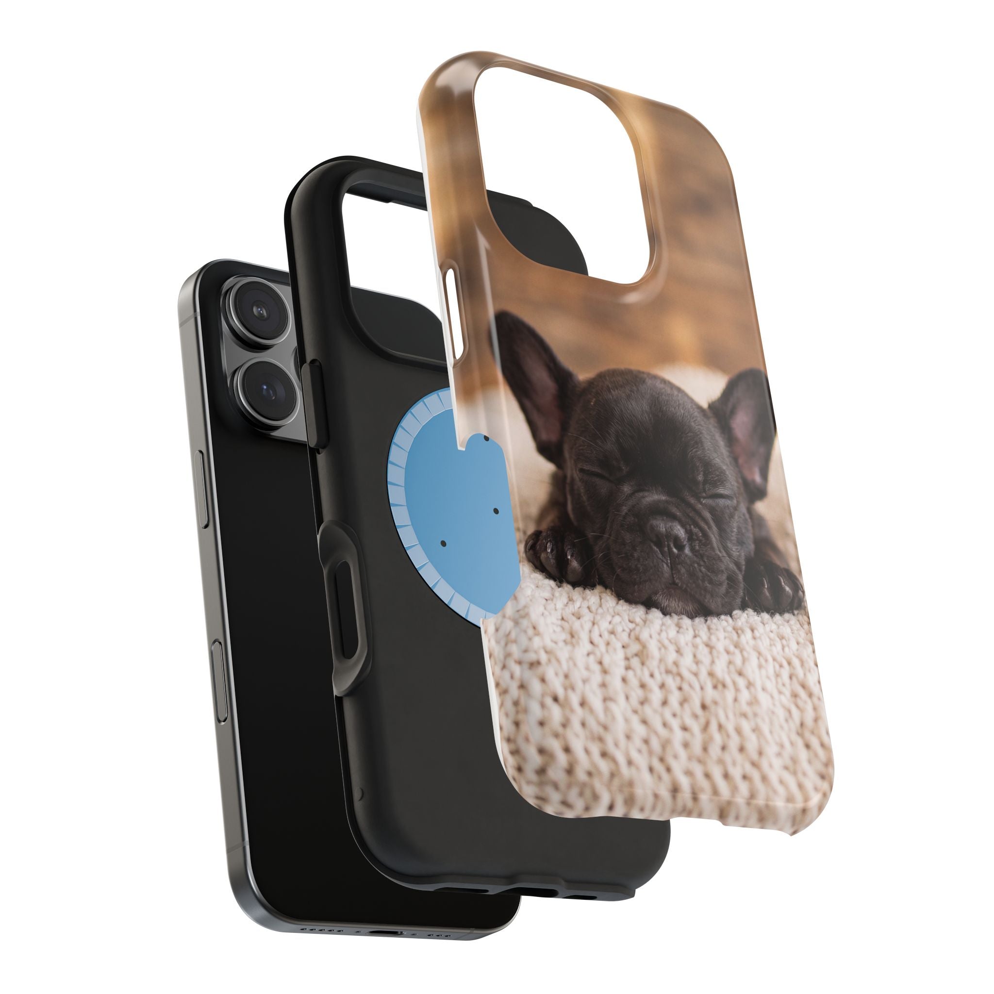 Sleepy French Bulldog Phone Case — Impact-Resistant Wireless Charging Cover