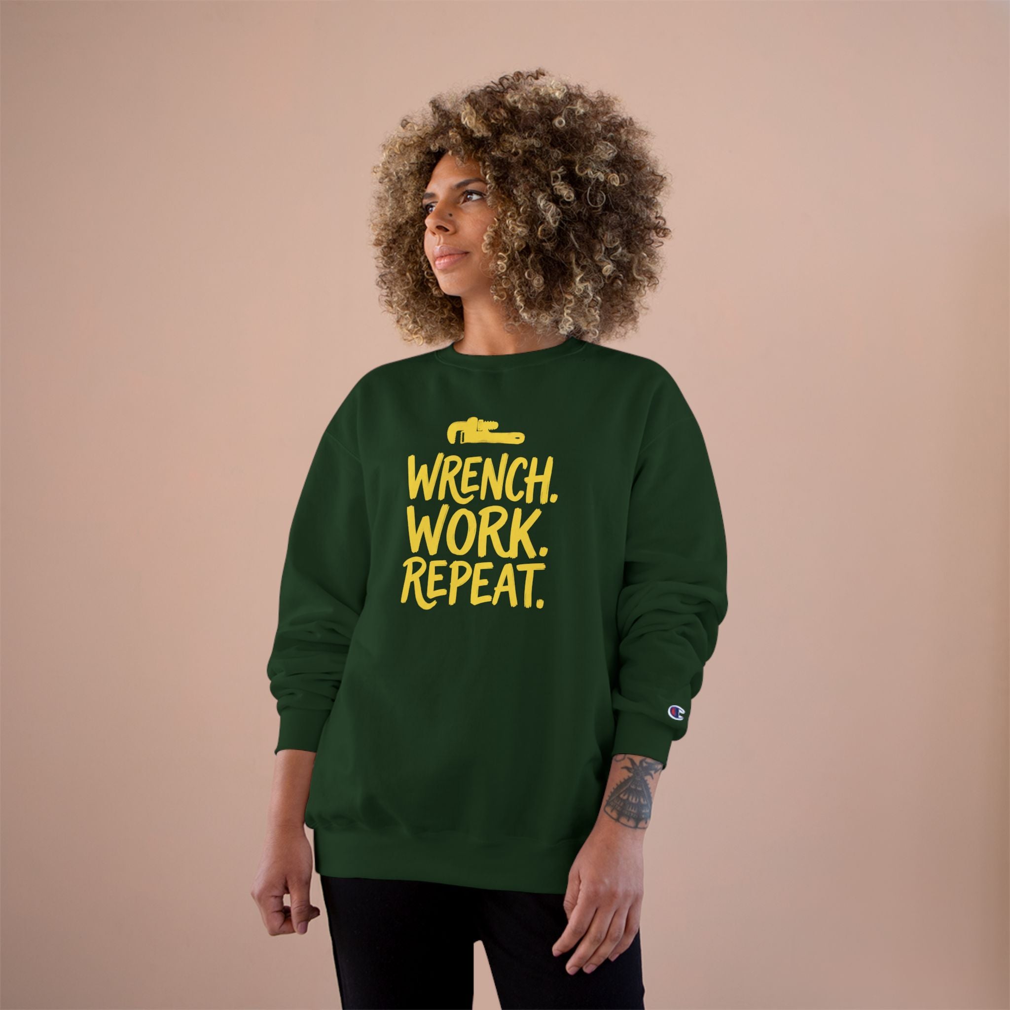 Wrench Work Repeat Plumber Sweatshirt | Funny Plumber Gift Crewneck