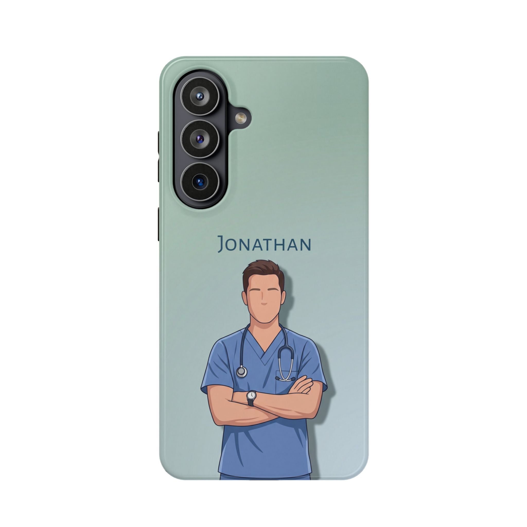 Personalized Nurse Portrait Phone Case — Impact-Resistant Wireless Charging Cover