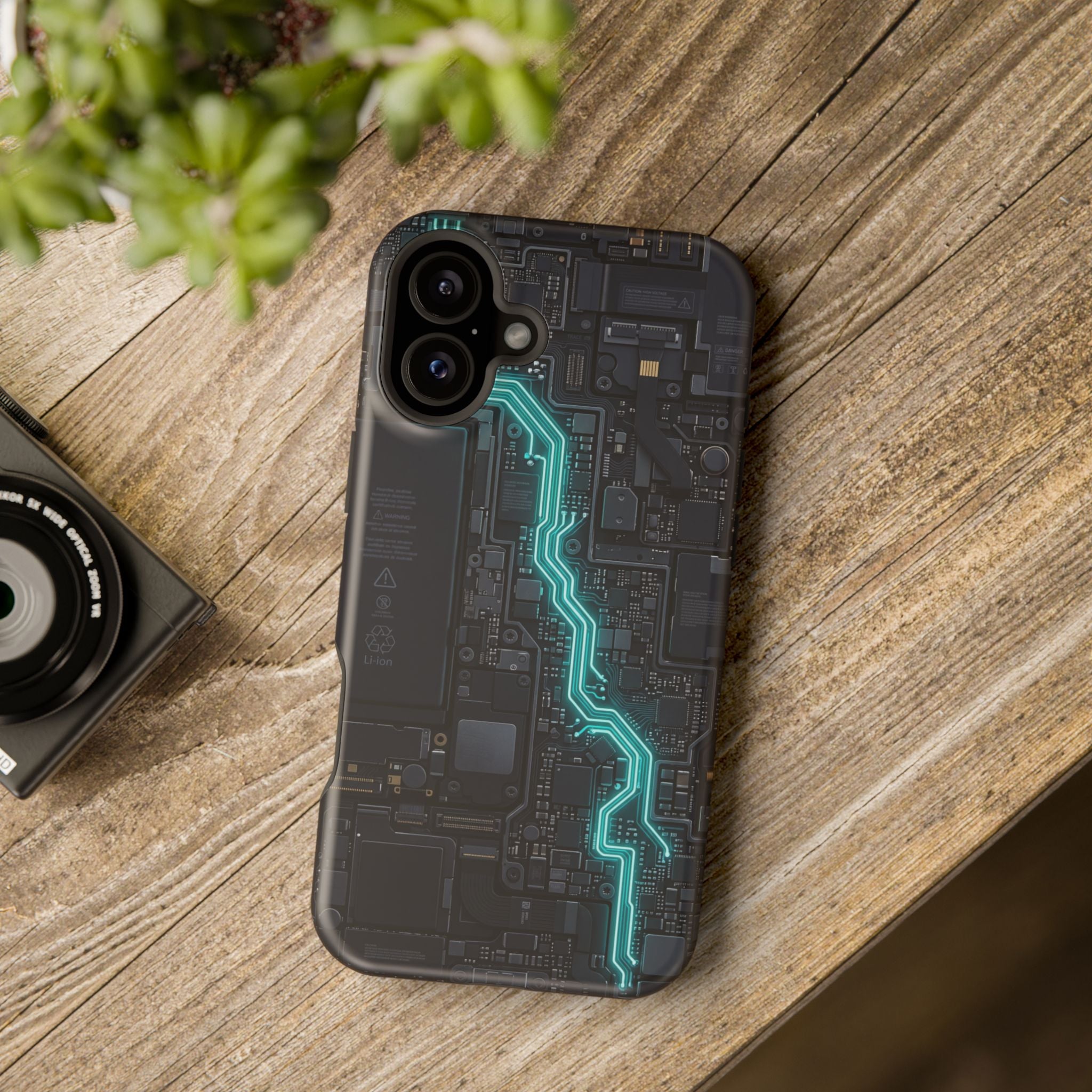 Cyan Bolt Electrician Phone Case — Electric Circuit Wireless Charging Cover