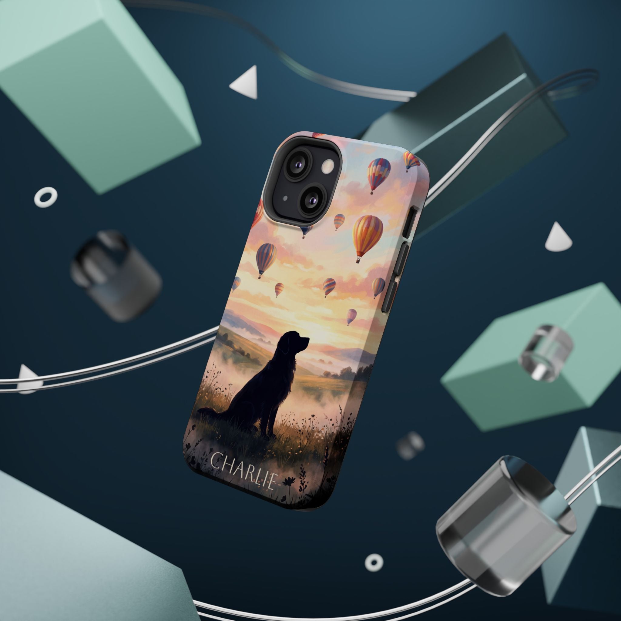 Personalized Golden Retriever Hot Air Balloon Phone Case — Wireless Charging Cover