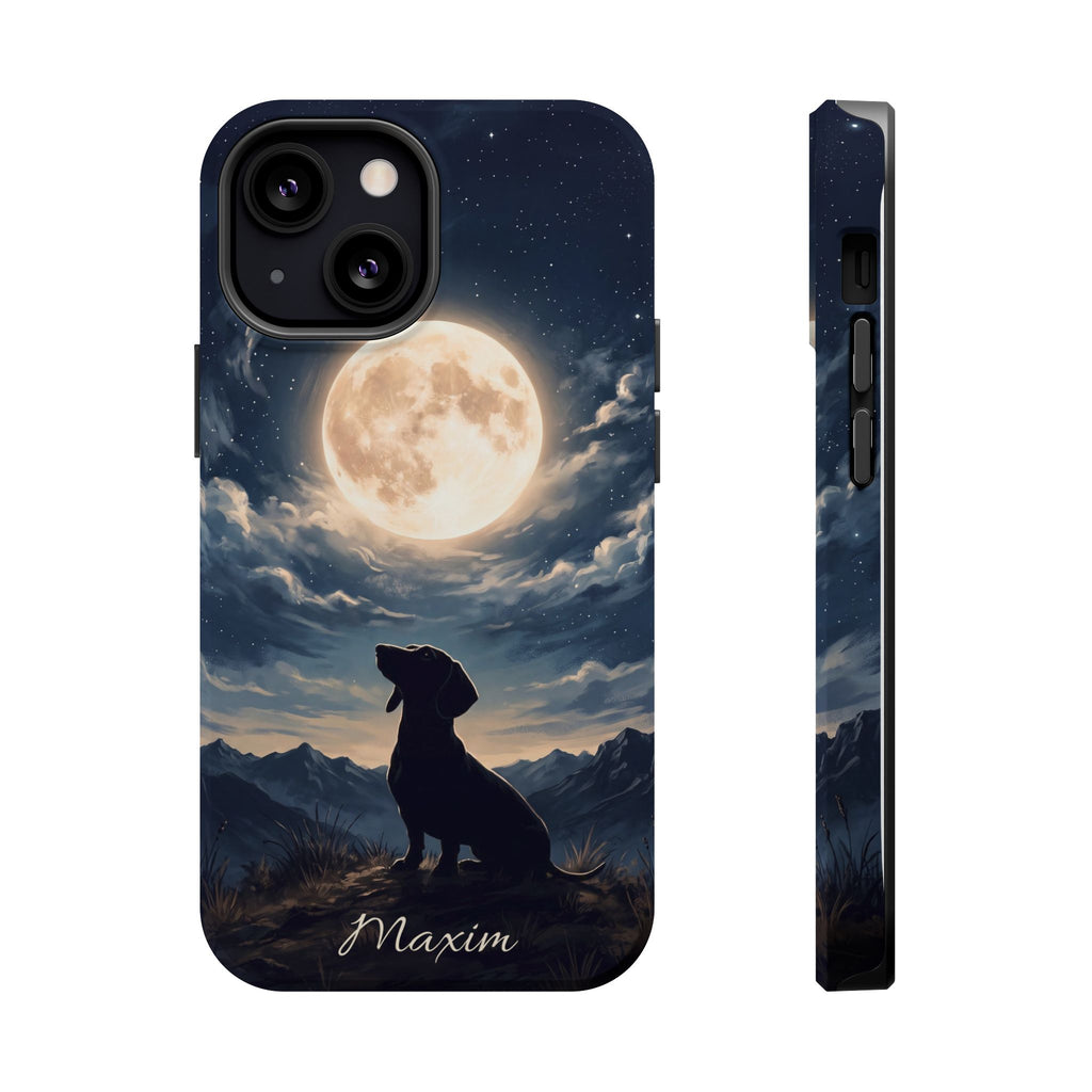 Personalized Dachshund Moonlight Phone Case — Wireless Charging Cover
