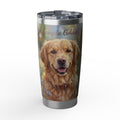Golden Retriever Tumbler Personalized – 20 oz Stainless Steel Travel Mug with Custom Name, Spring Garden Design