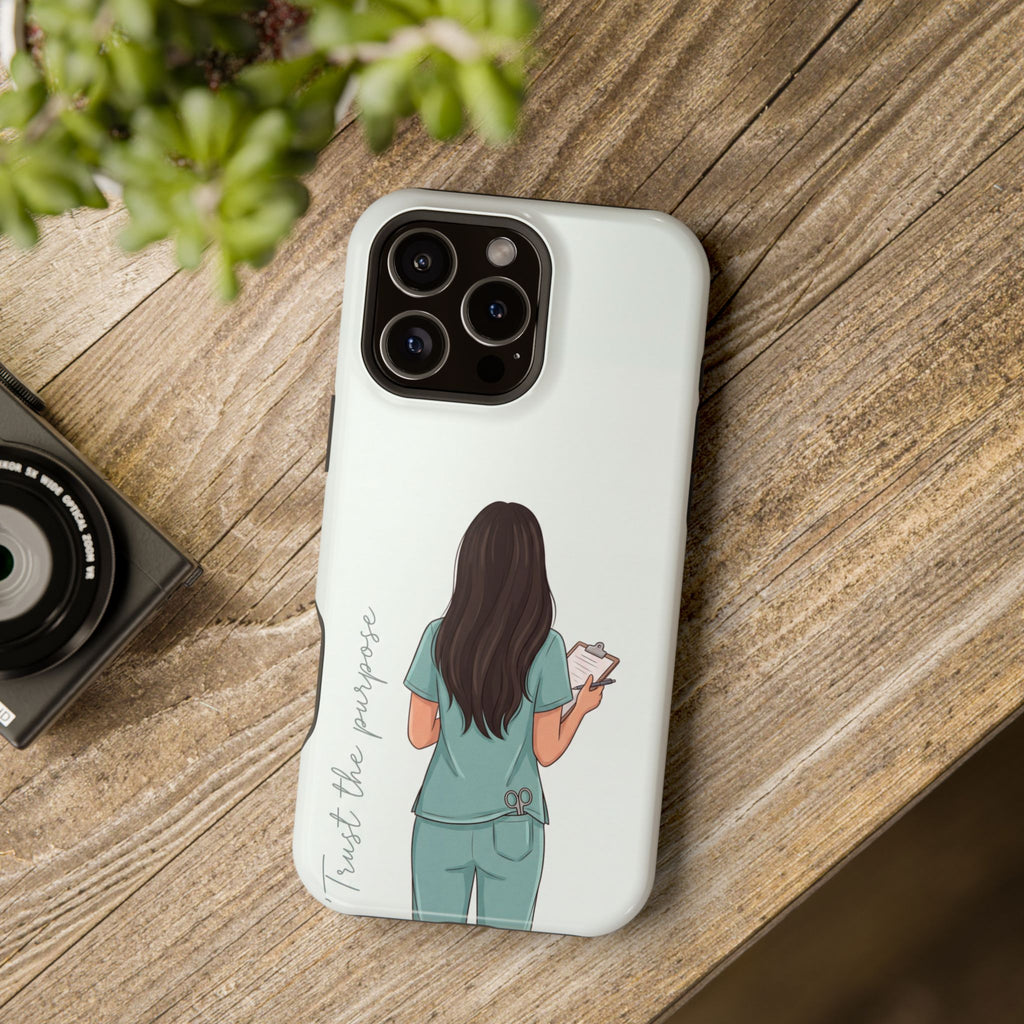 Nurse Illustration Phone Case — Impact-Resistant Wireless Charging Cover