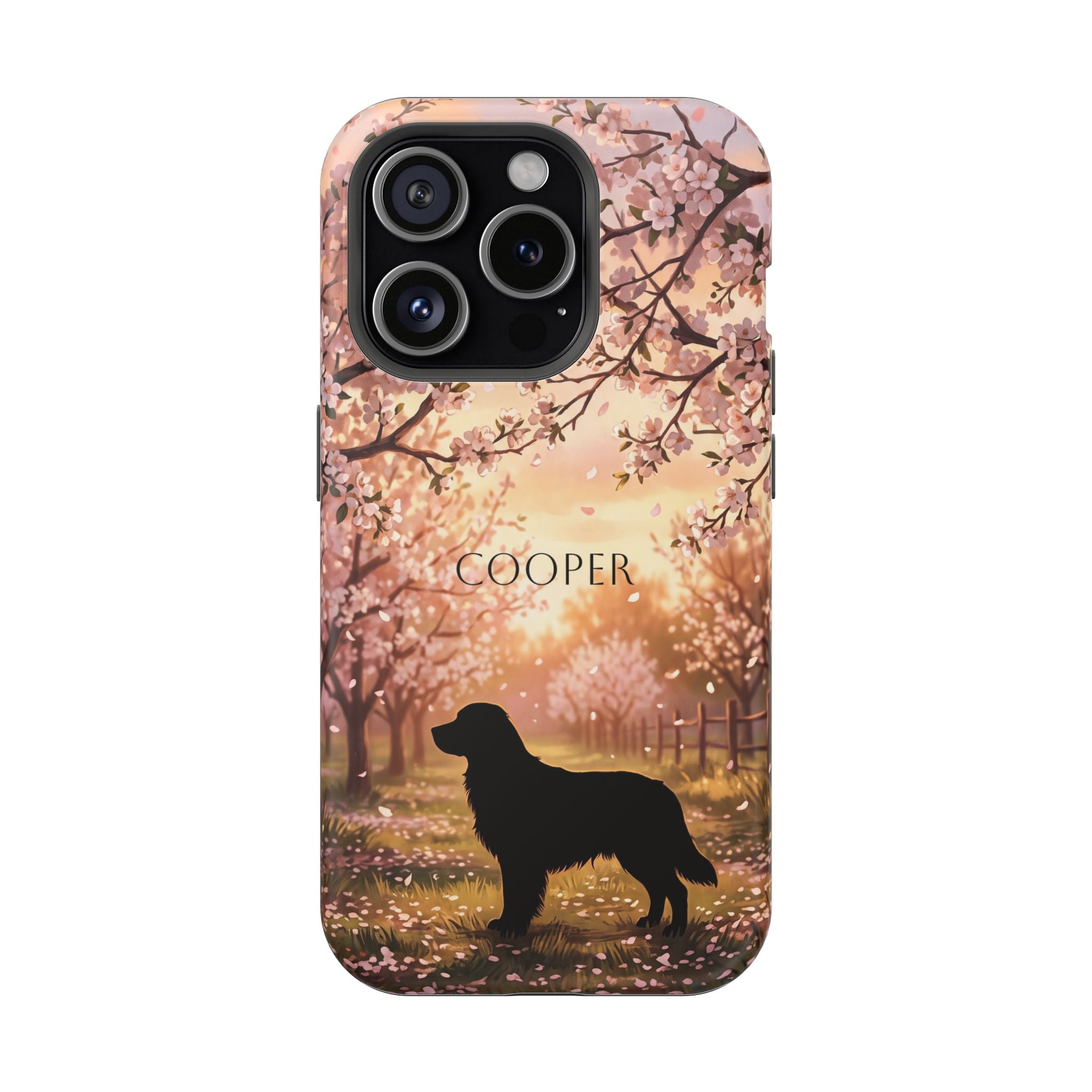 Personalized Golden Retriever Autumn Forest Phone Case — Wireless Charging Cover