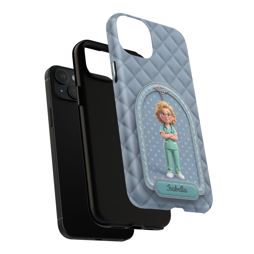 Personalized Nurse Phone Case | Quilted Badge Design, Custom Name iPhone Case