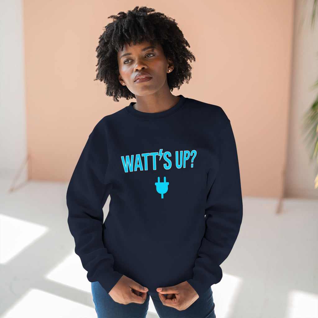 Watt's Up Electrician Sweatshirt | Funny Electrician Gift Crewneck