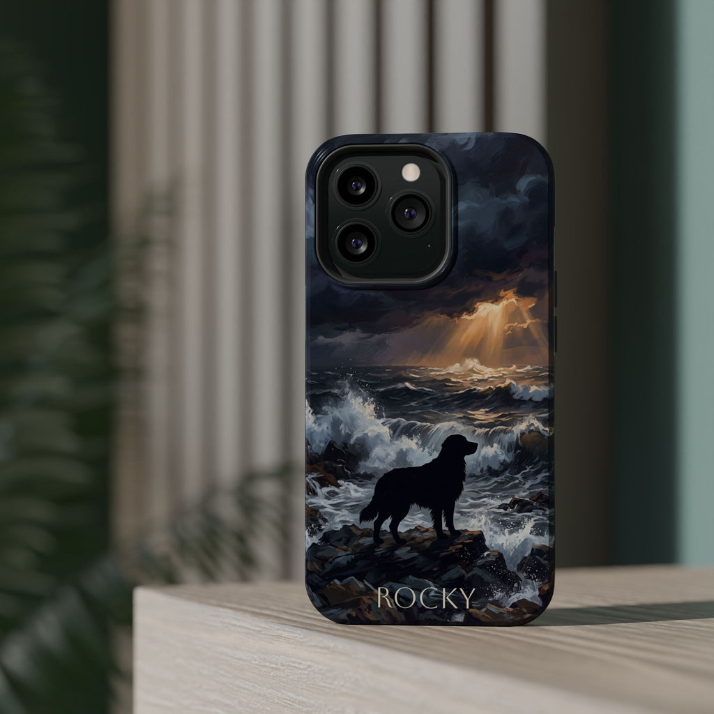 Personalized Golden Retriever Stormy Sea Phone Case — Wireless Charging Cover