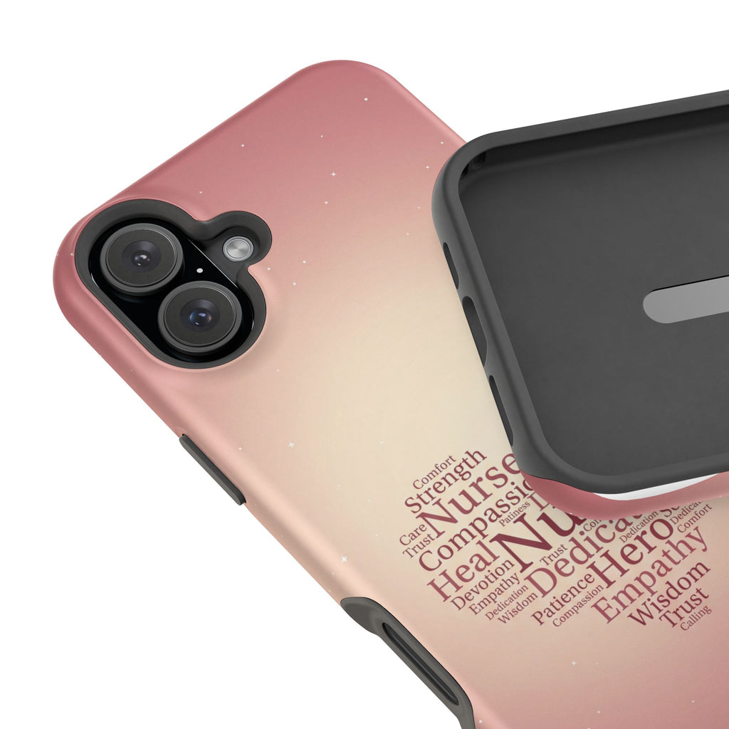 Nurse Heart Word Art Phone Case — Impact-Resistant Wireless Charging Cover