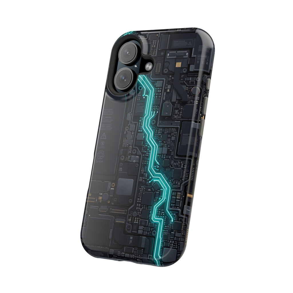 Cyan Bolt Electrician Phone Case — Electric Circuit Wireless Charging Cover