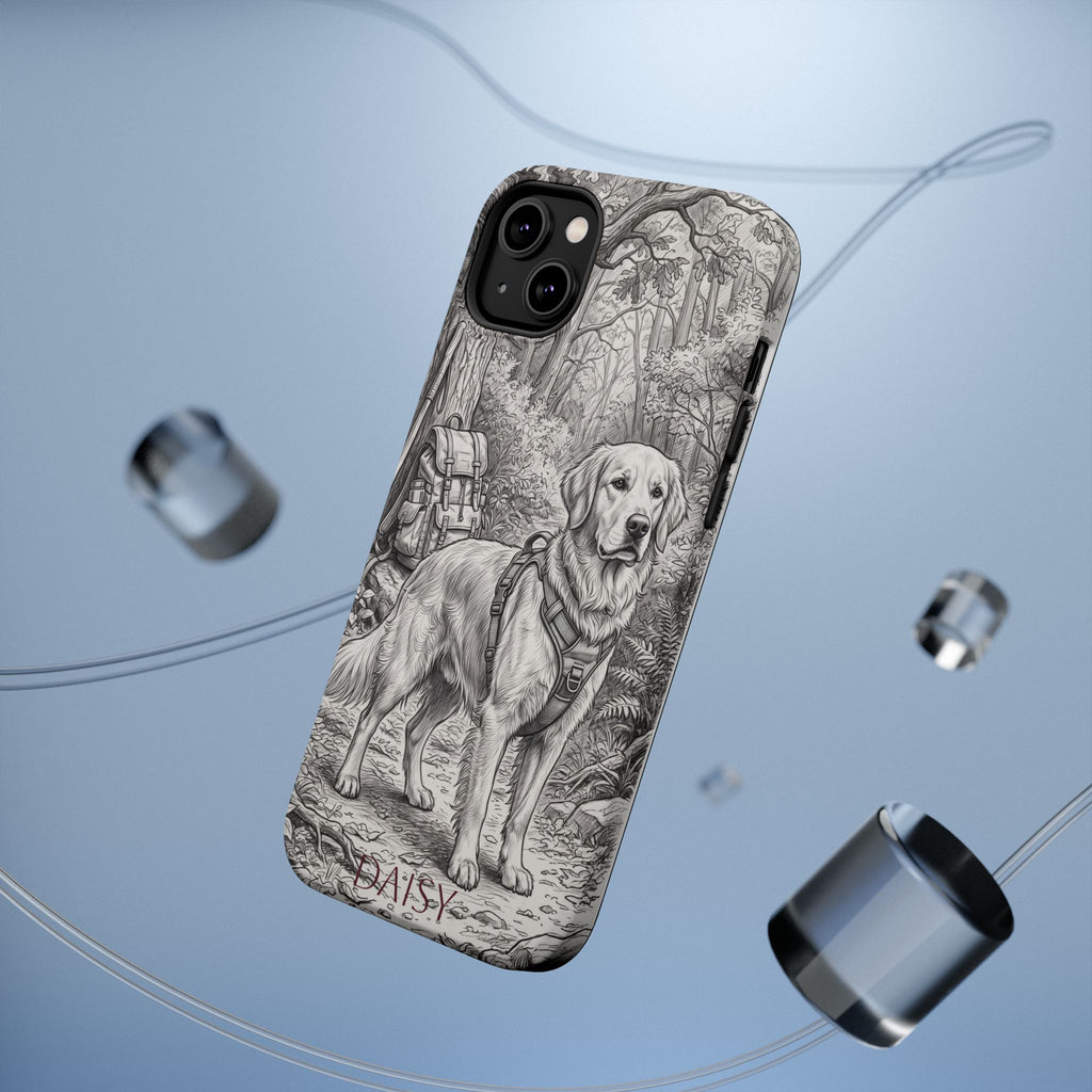 Personalized Golden Retriever Woodland Trail Phone Case — Wireless Charging Cover