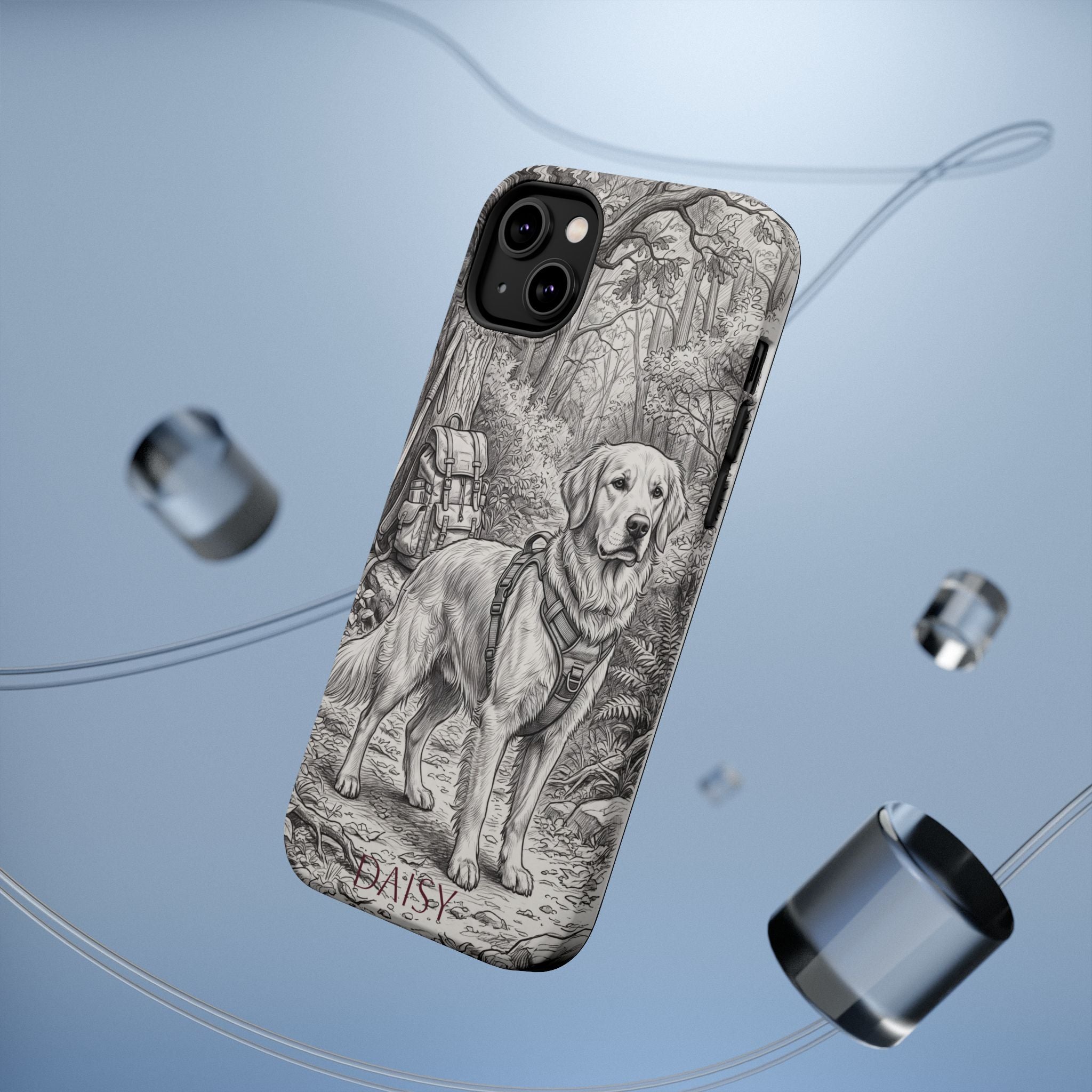 Personalized Golden Retriever Woodland Trail Phone Case — Wireless Charging Cover
