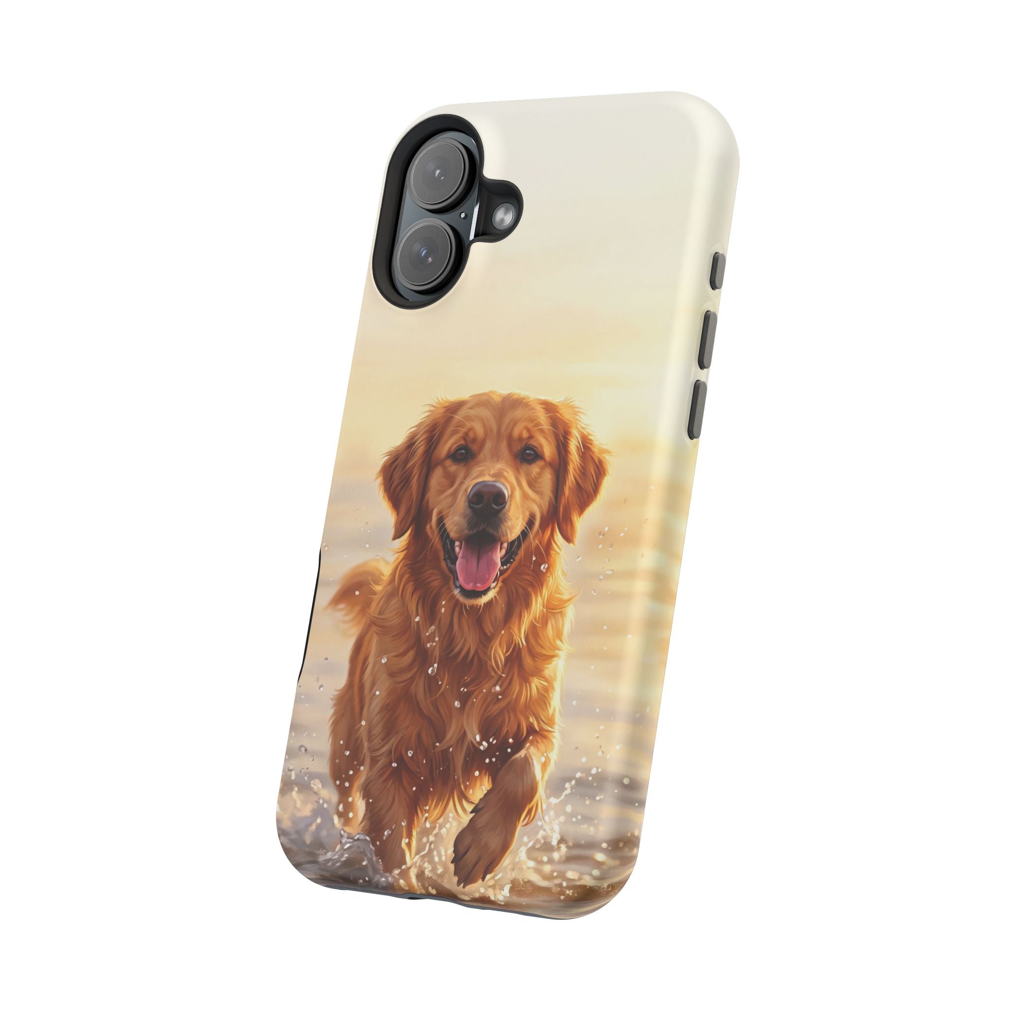 Beach Golden Retriever Phone Case — Impact-Resistant Wireless Charging Cover