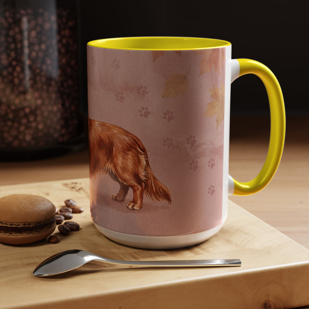 Dachshund Lover Mug | Long-Haired Wiener Dog with Plaid Bandana, Dusty Rose Watercolor Dog Gift