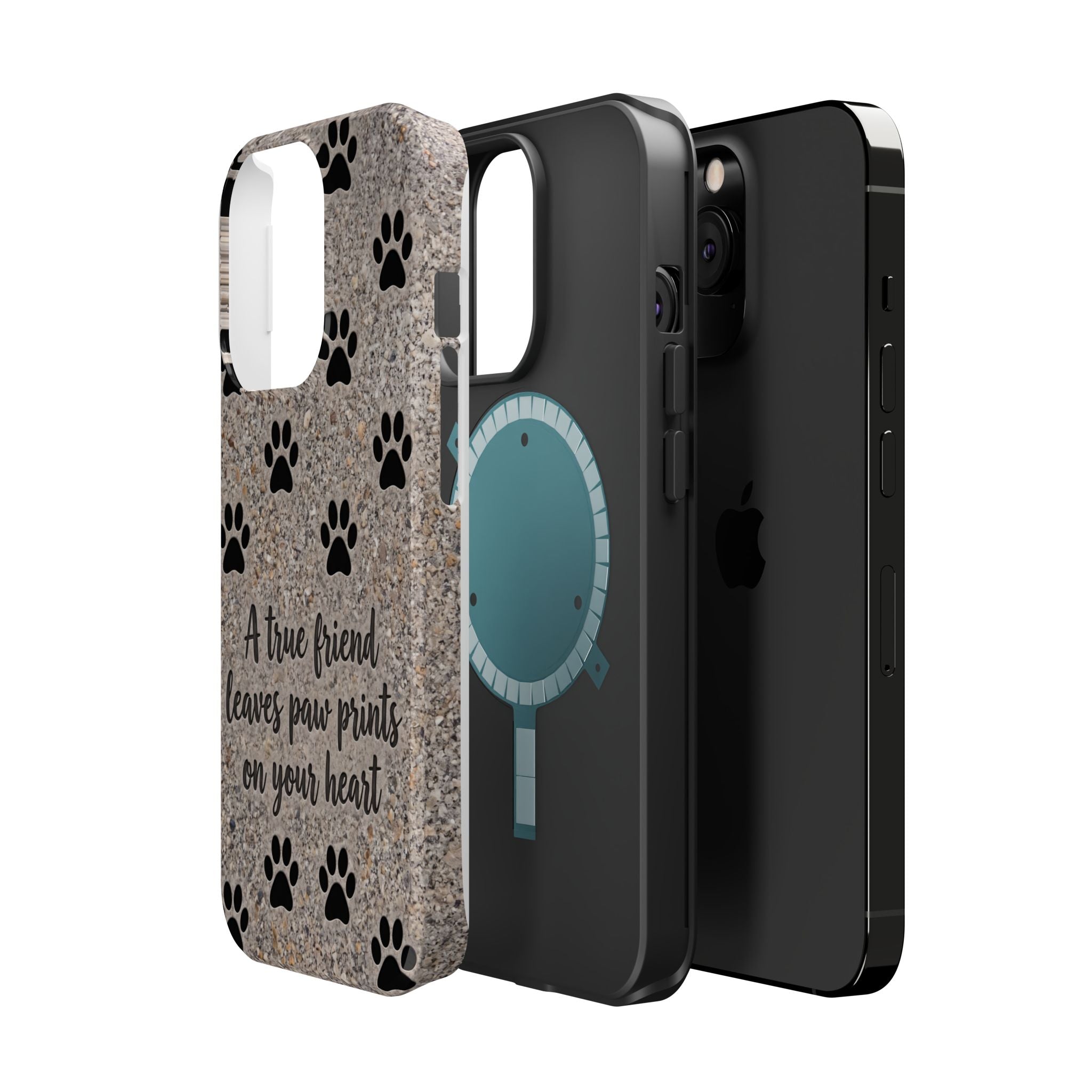A True Friend Leaves Paw Prints Phone Case — Impact-Resistant Wireless Charging Cover