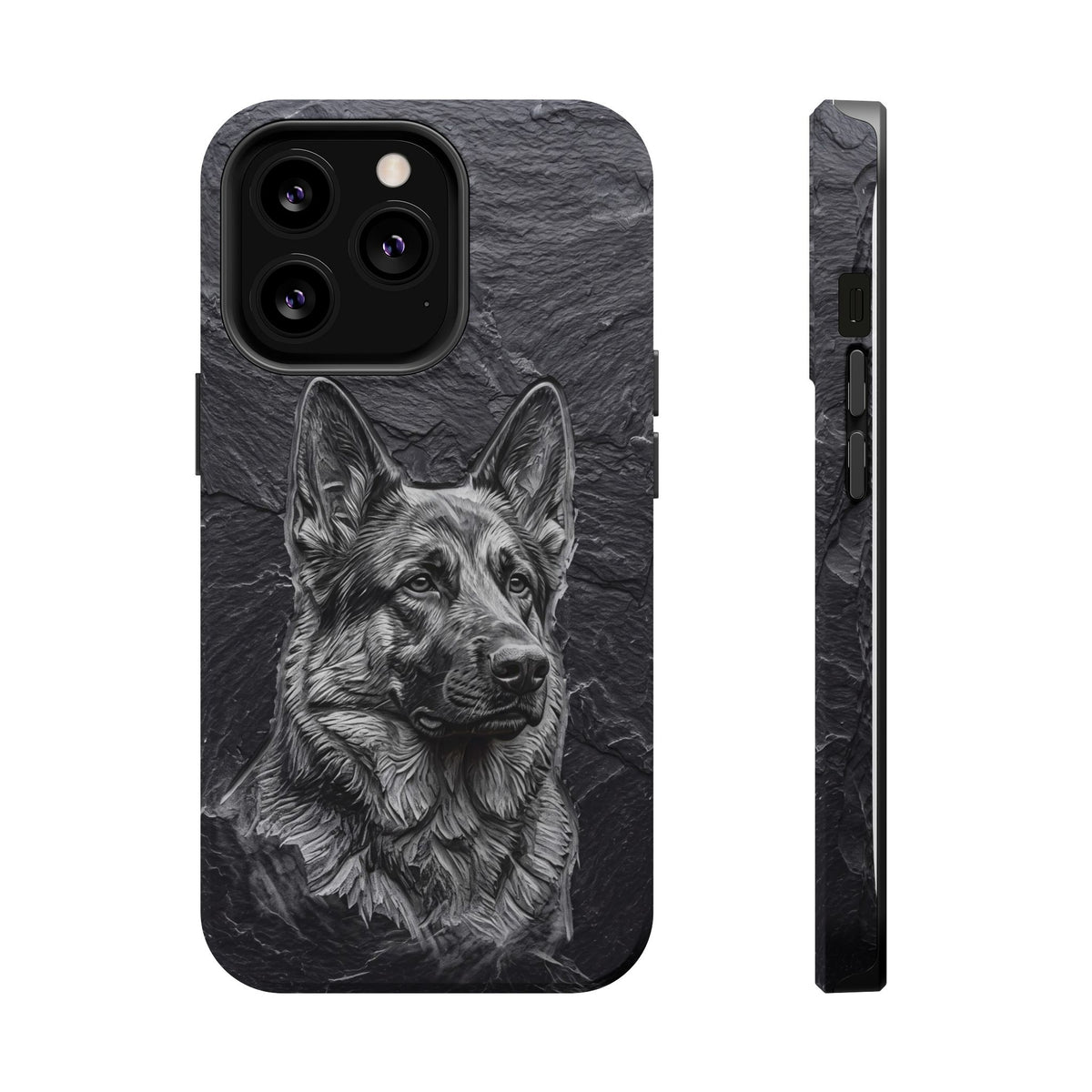 German Shepherd Phone Case | Carved Stone Art — Tough Magnetic Case with Wireless Charging