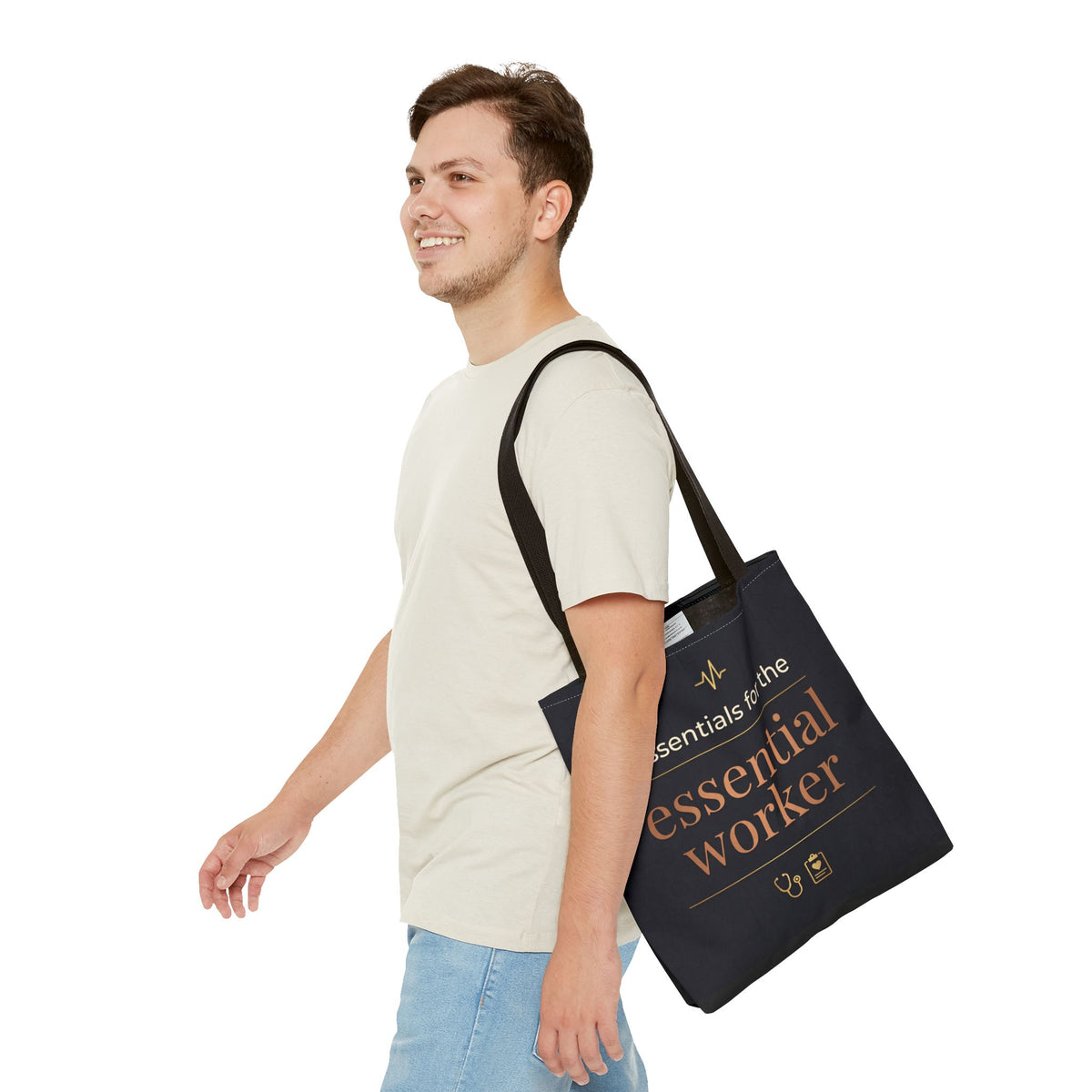Essentials for the Essential Worker Tote | Healthcare Worker Gift Tote Bag | Nurse Doctor Appreciation Gift | Premium Polyester Carry-All