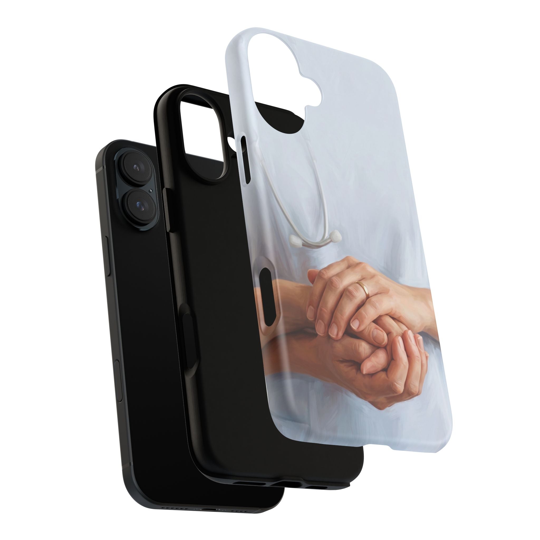 Nurse's Comforting Hands Phone Case | Caring Hands & Stethoscope Illustration | iPhone & Samsung