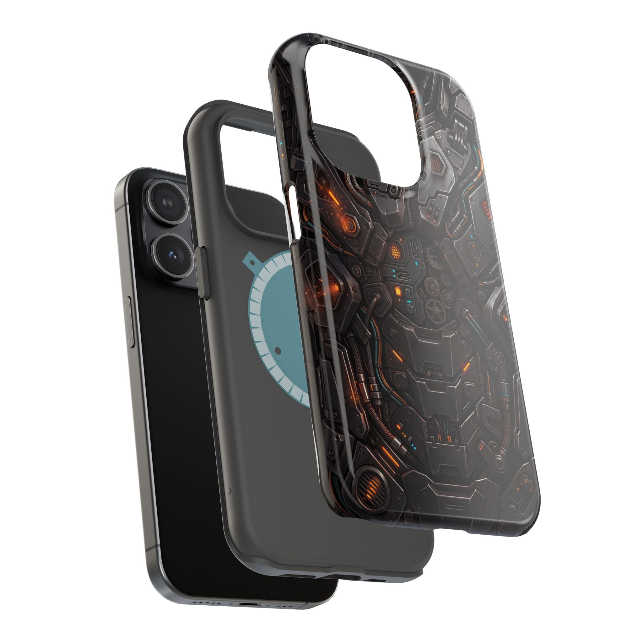 Mech Armor Phone Case — Industrial Circuit Wireless Charging Cover