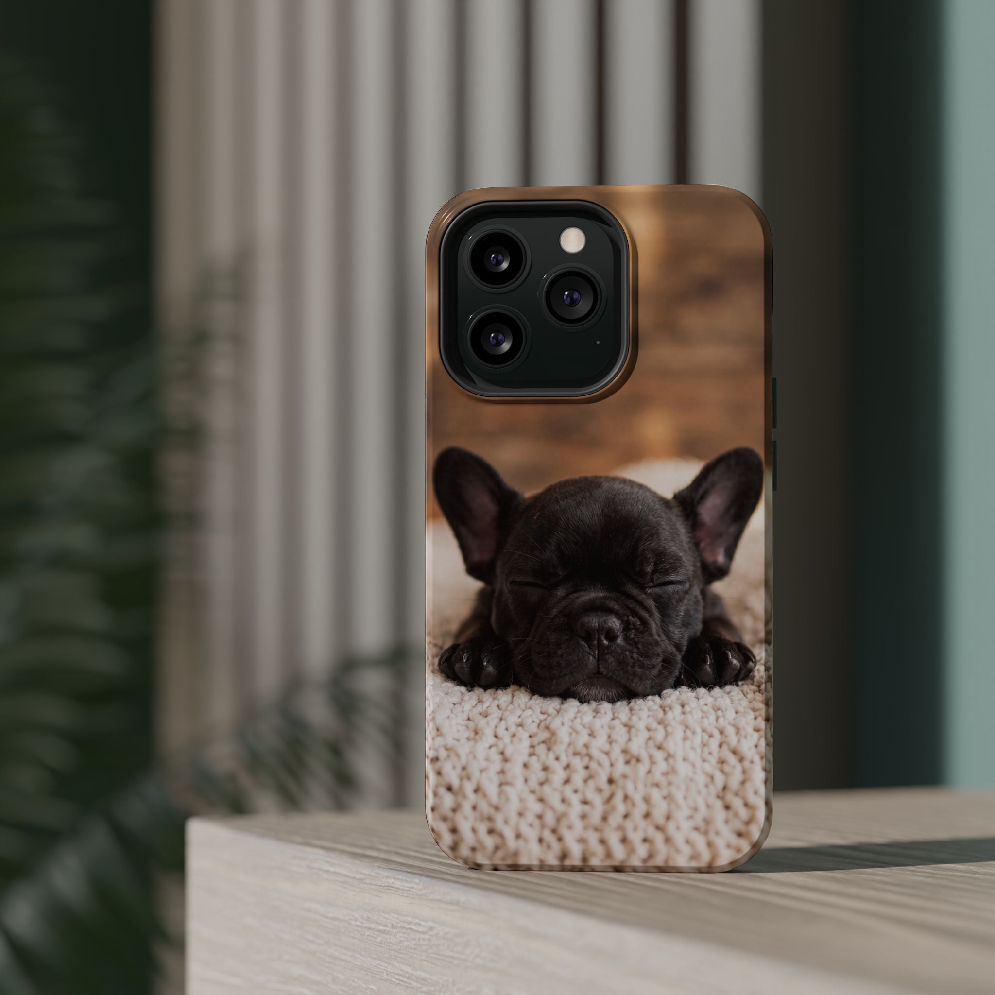 Sleepy French Bulldog Phone Case — Impact-Resistant Wireless Charging Cover