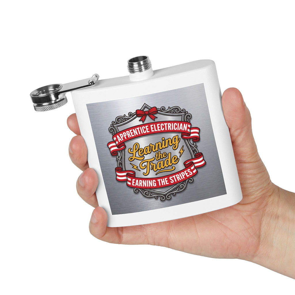 Flask — "Apprentice Electrician: Learning the Trade, Earning the Stripes" 6oz Stainless Steel