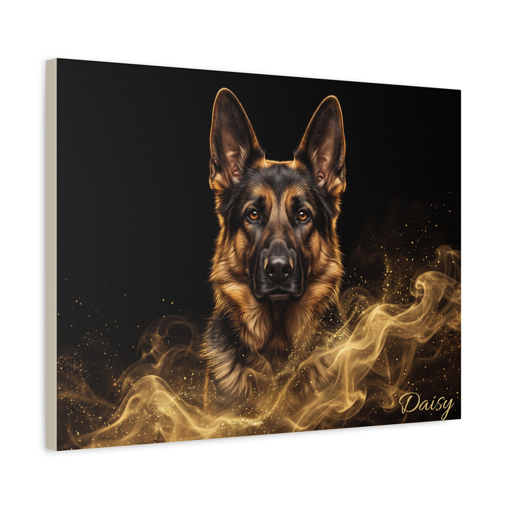 German Shepherd Personalized Canvas | Golden Smoke Wall Art