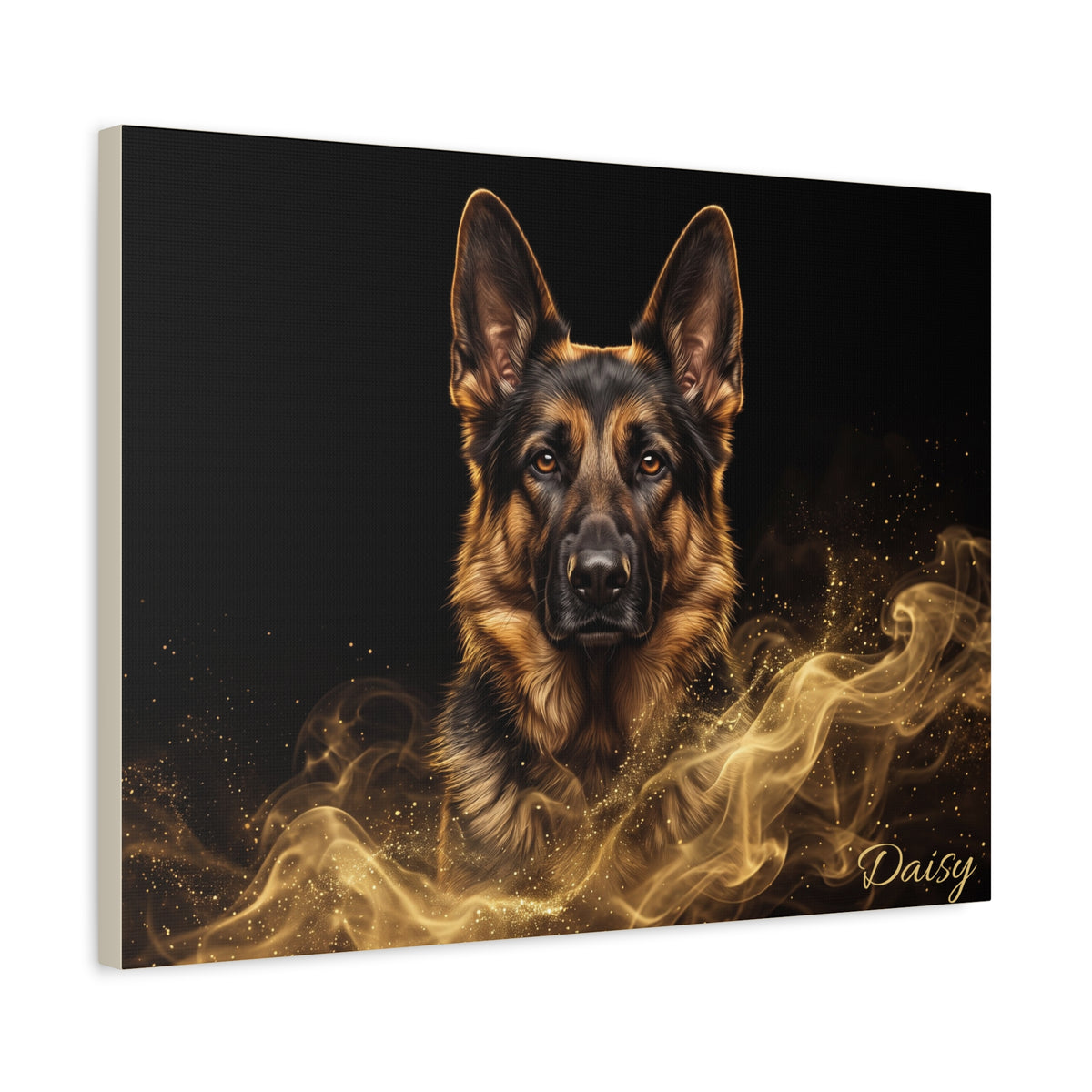 German Shepherd Personalized Canvas | Golden Smoke Wall Art