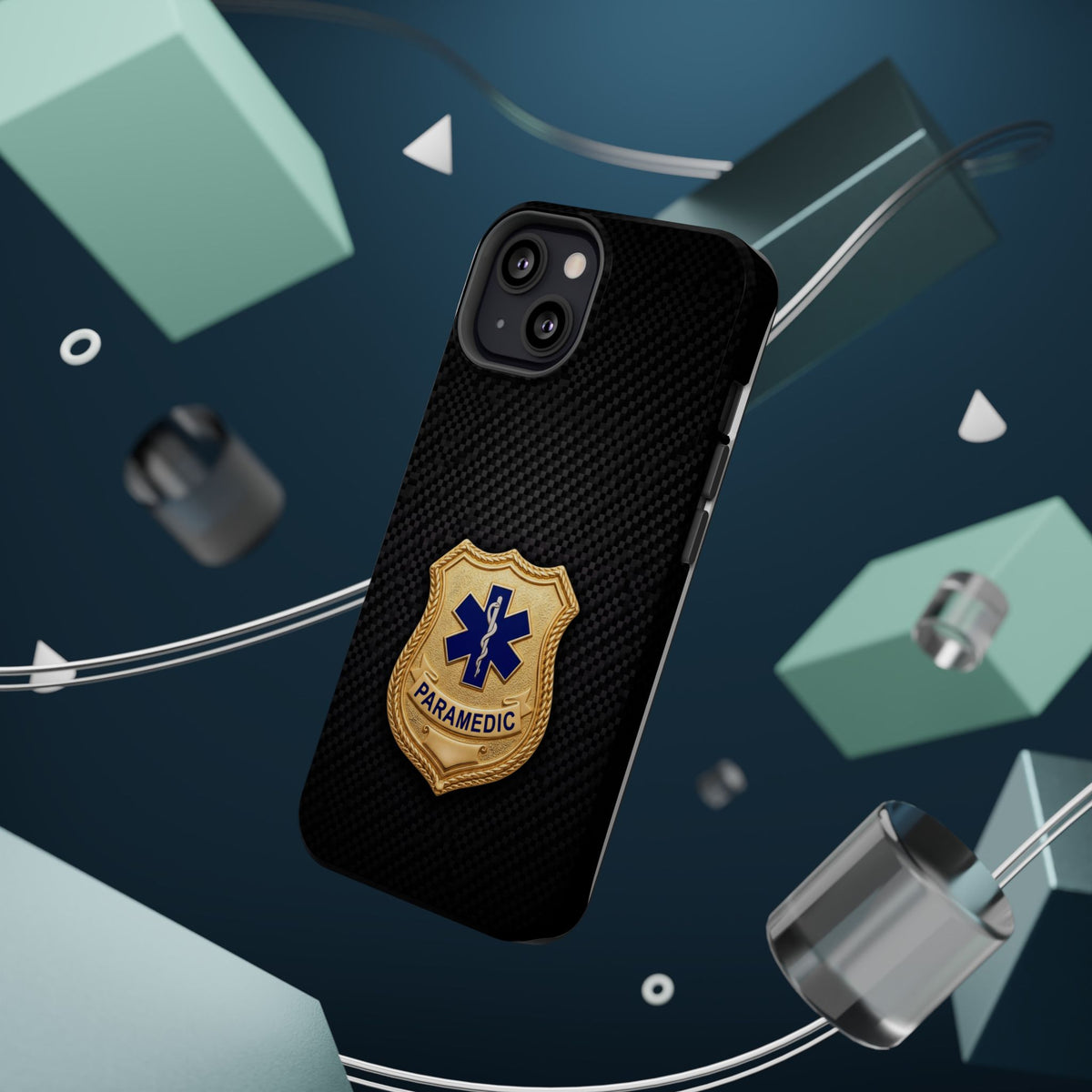 Gold Paramedic Badge Black Phone Case — Magnetic Wireless Charging Cover