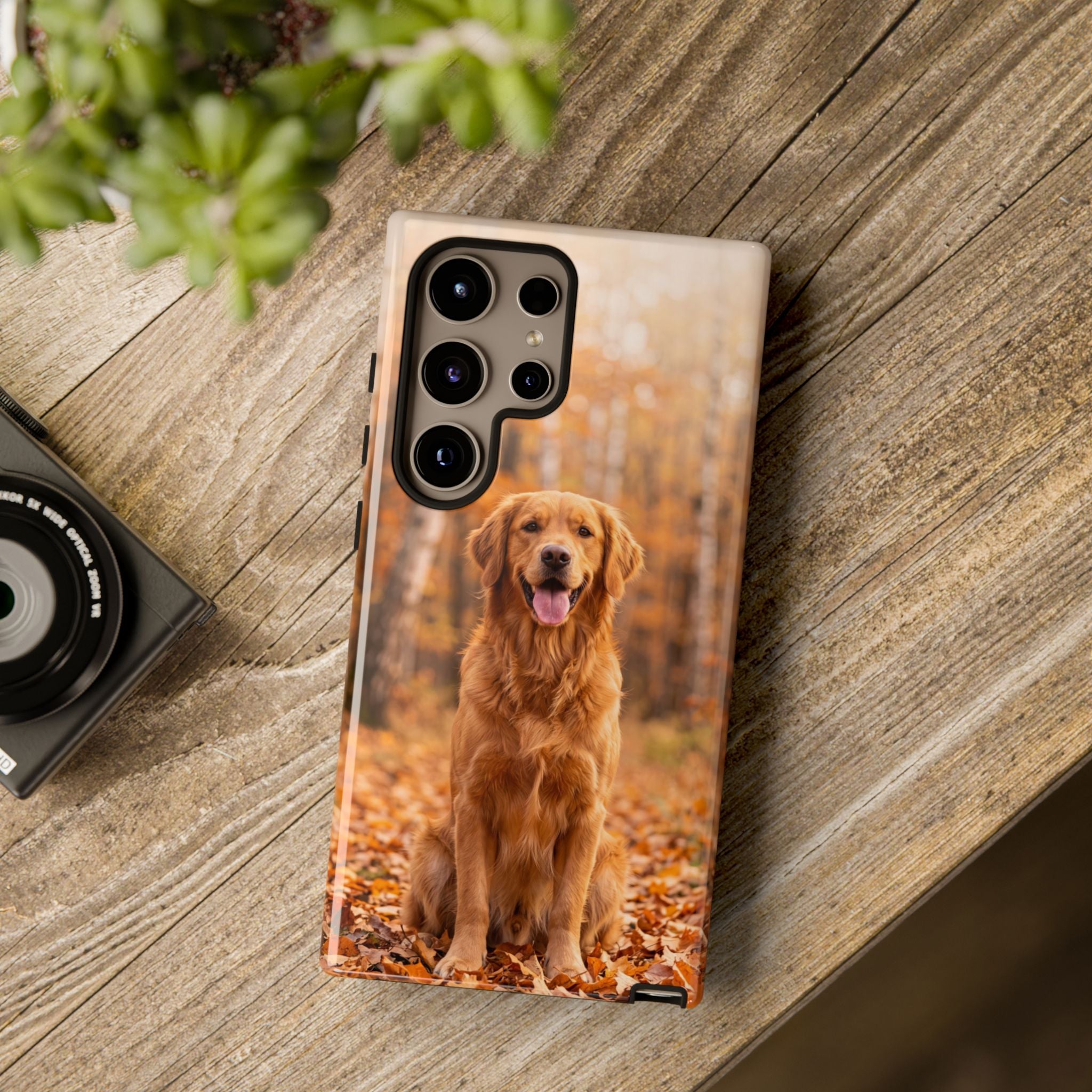 Golden Retriever Autumn Forest Phone Case | Happy Dog in Fall Foliage | Samsung & iPhone