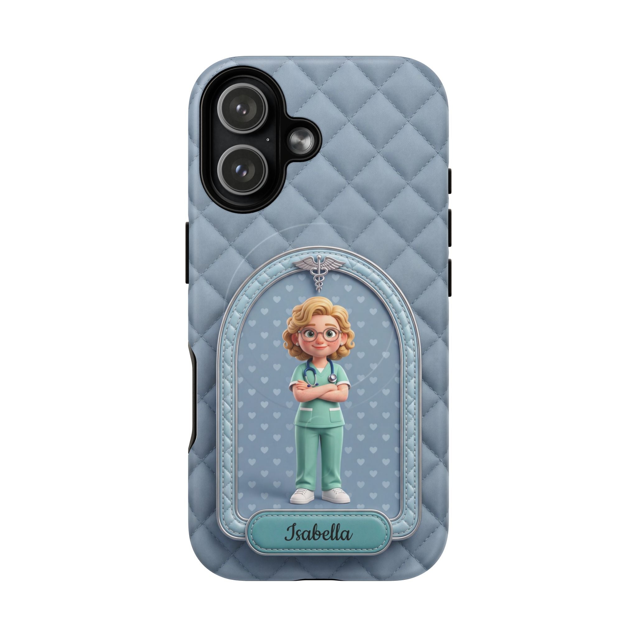 Personalized Nurse Phone Case | Quilted Badge Design, Custom Name iPhone Case