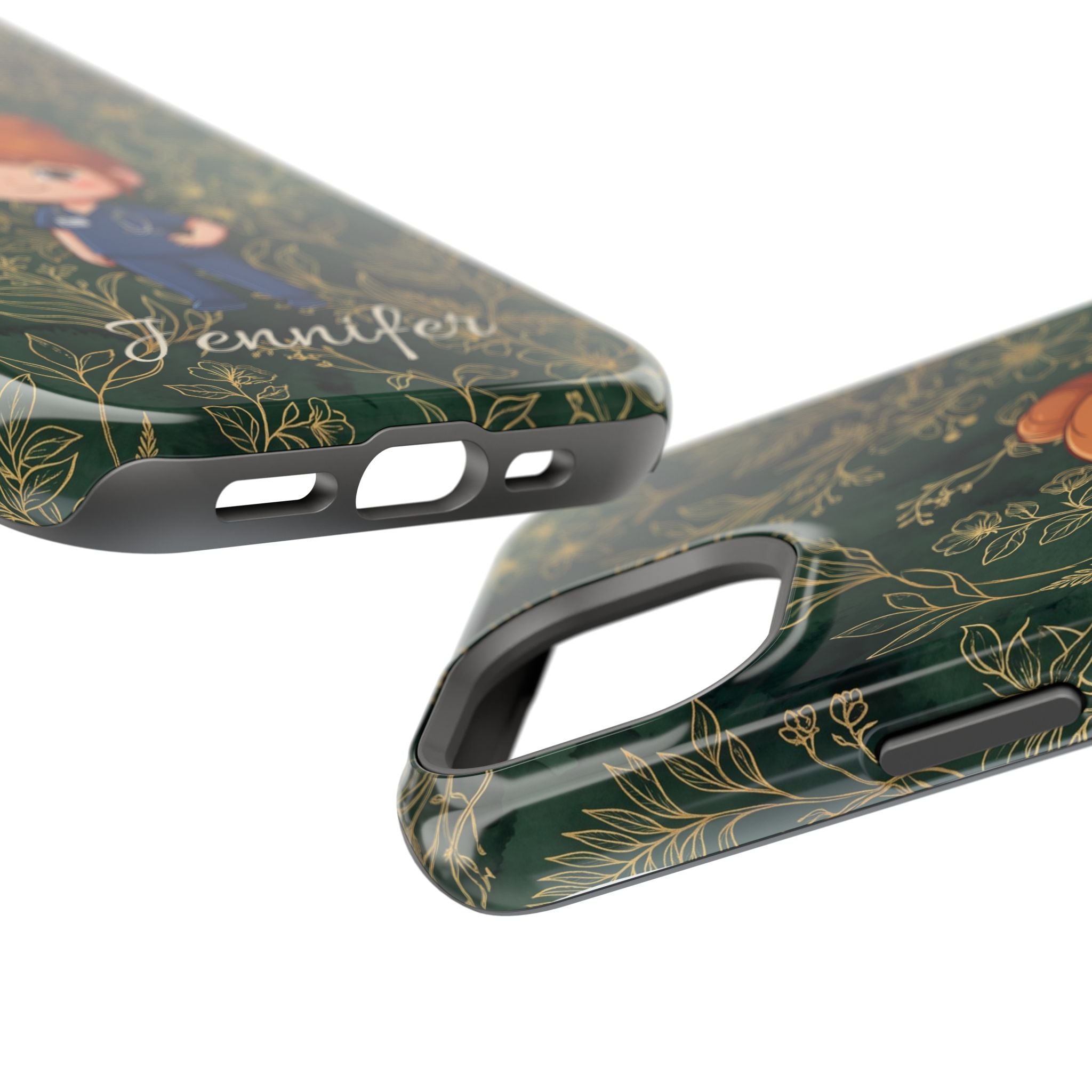Personalized Nurse Botanical Phone Case — Impact-Resistant Wireless Charging Cover