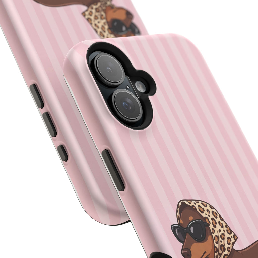 Preppy Dachshund Phone Case — Impact-Resistant Wireless Charging Cover