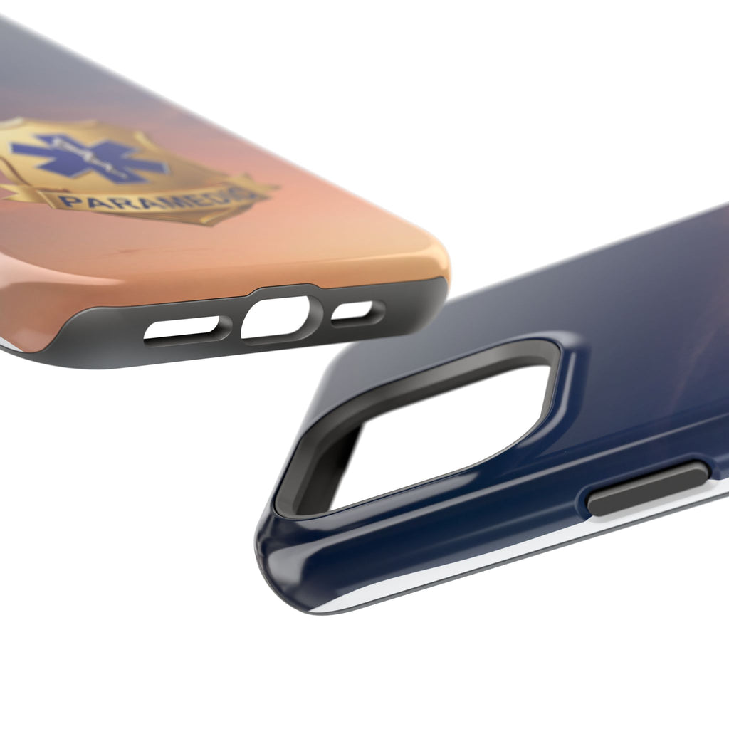 Gold Paramedic Badge Sunset Sky Phone Case — Magnetic Wireless Charging Cover