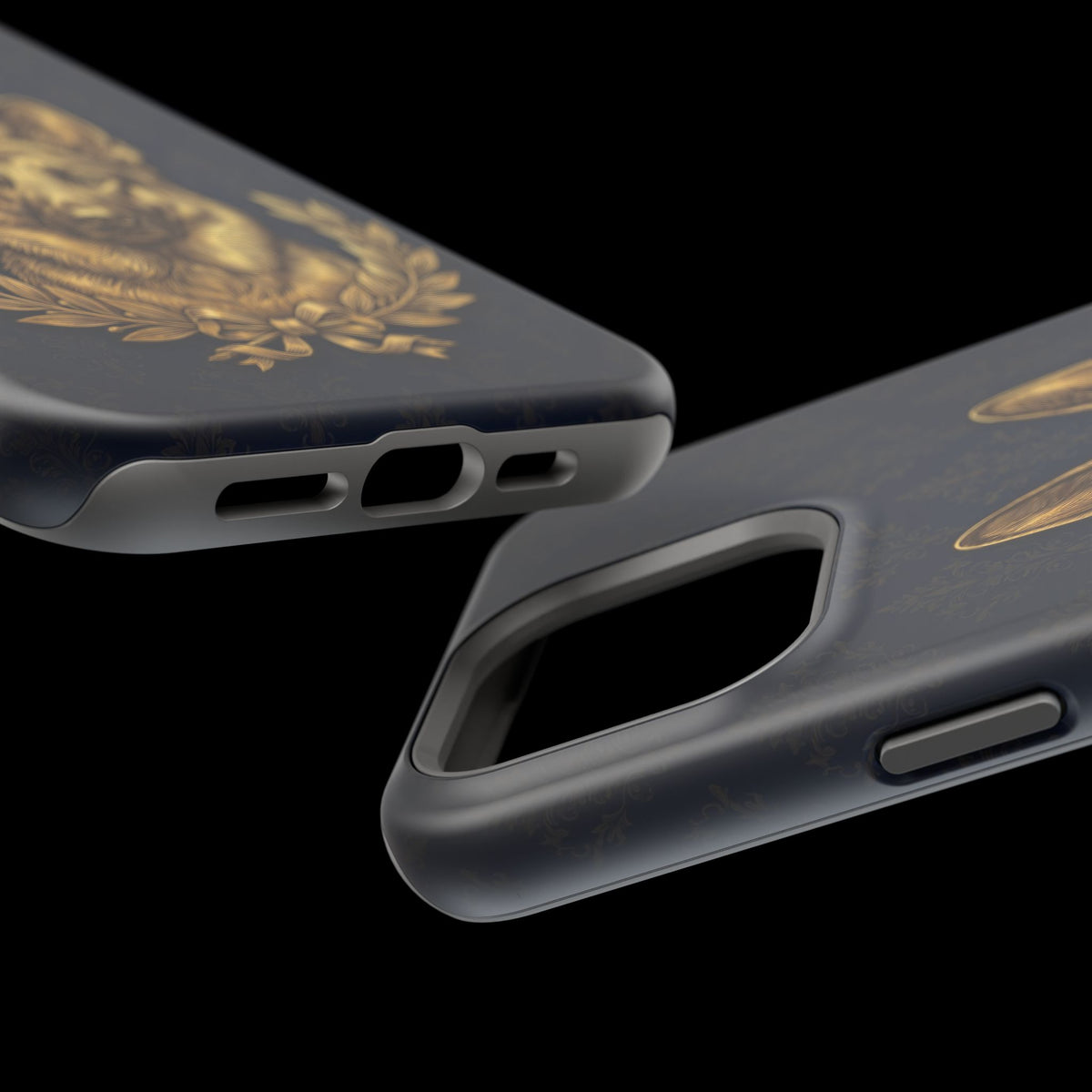 German Shepherd Phone Case | Navy Gold Laurel Art — Tough Magnetic Case with Wireless Charging