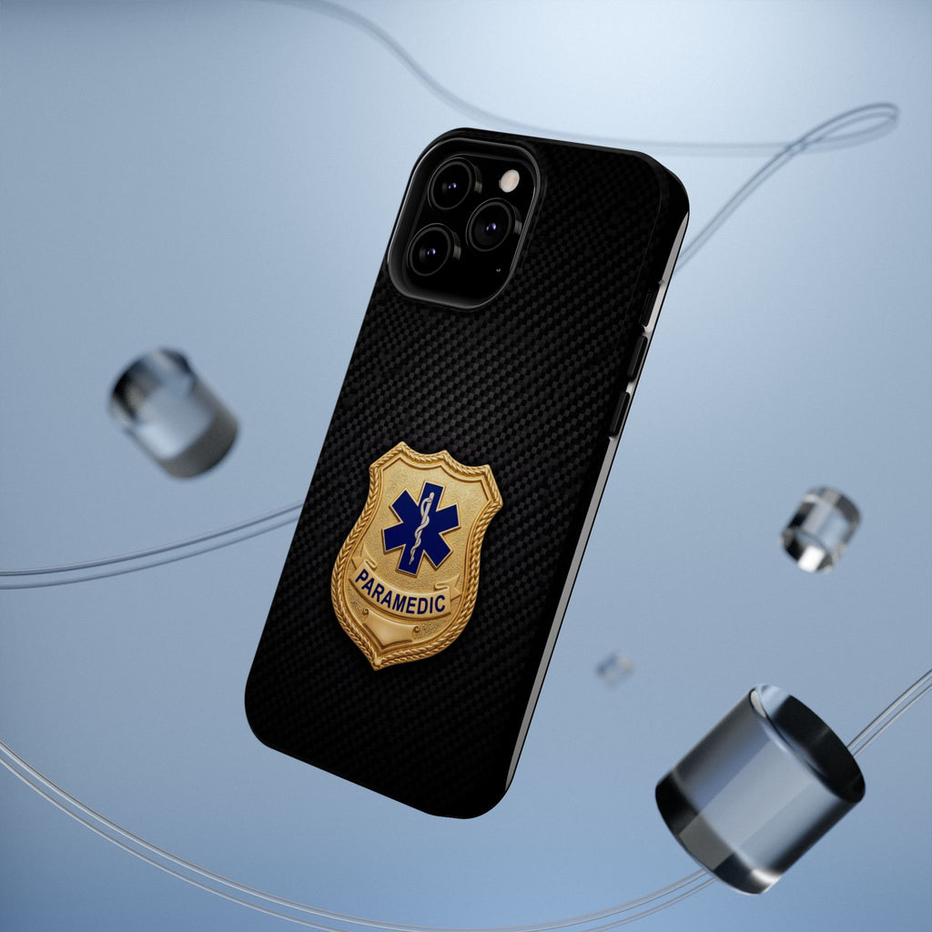 Gold Paramedic Badge Black Phone Case — Magnetic Wireless Charging Cover