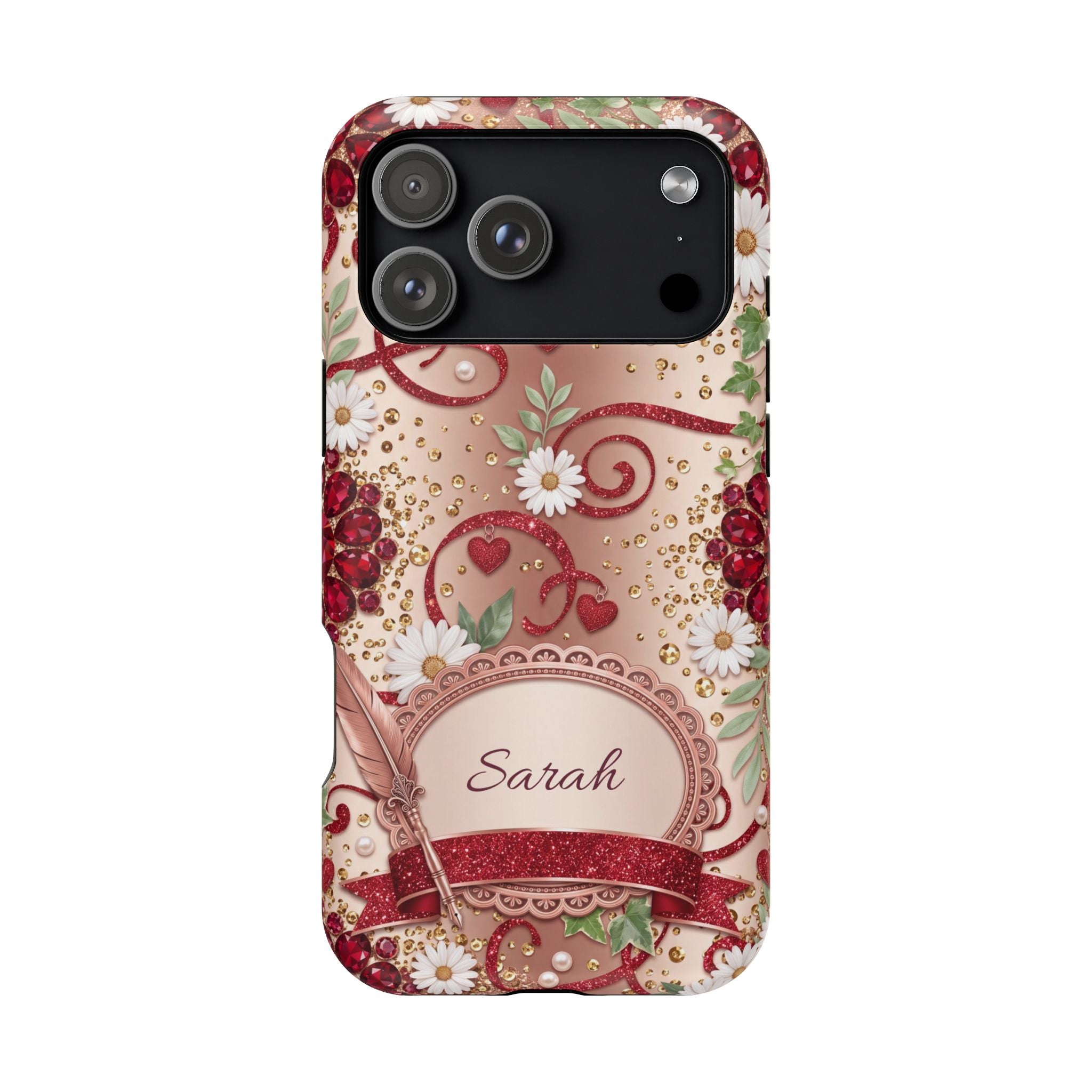 Personalized Vintage Floral Teacher Phone Case — Wireless Charging Cover