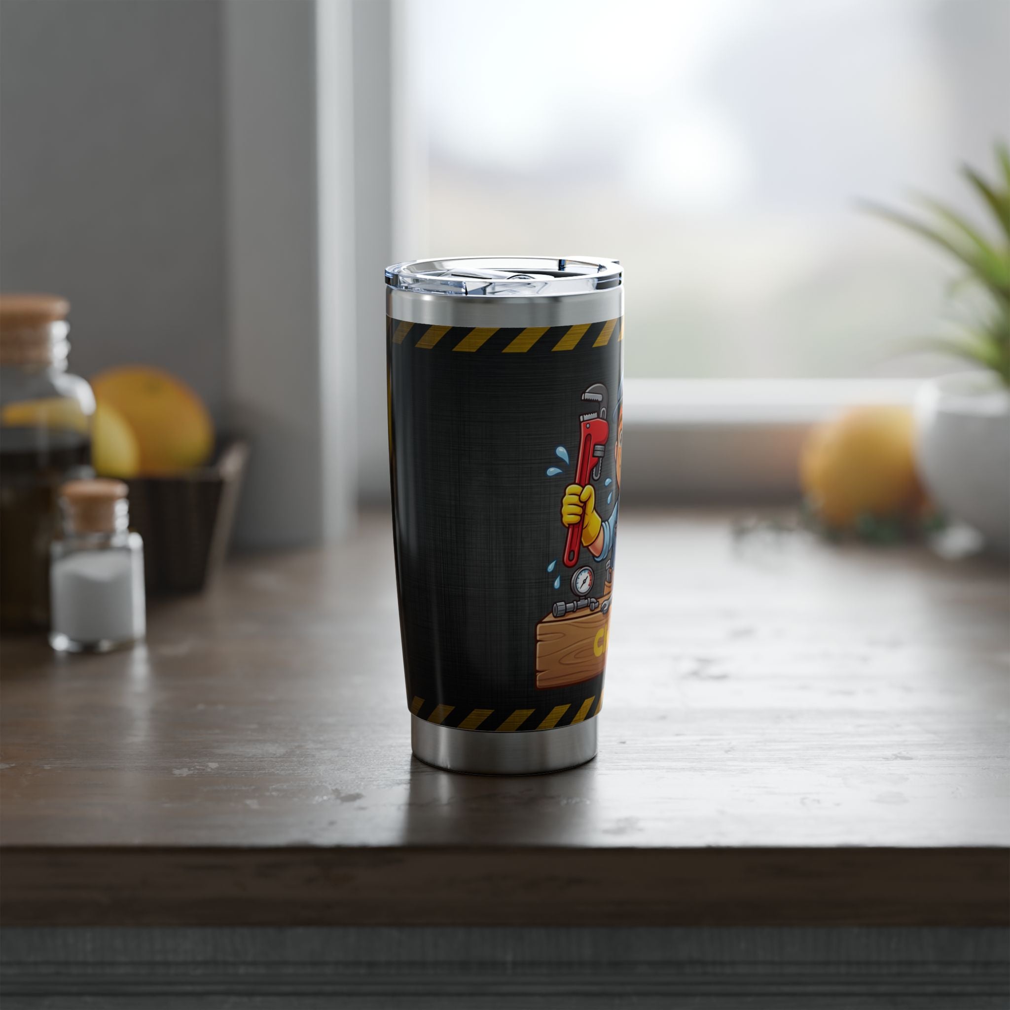 Personalized Plumber Mascot Tumbler – Custom Name Industrial Design 20 oz