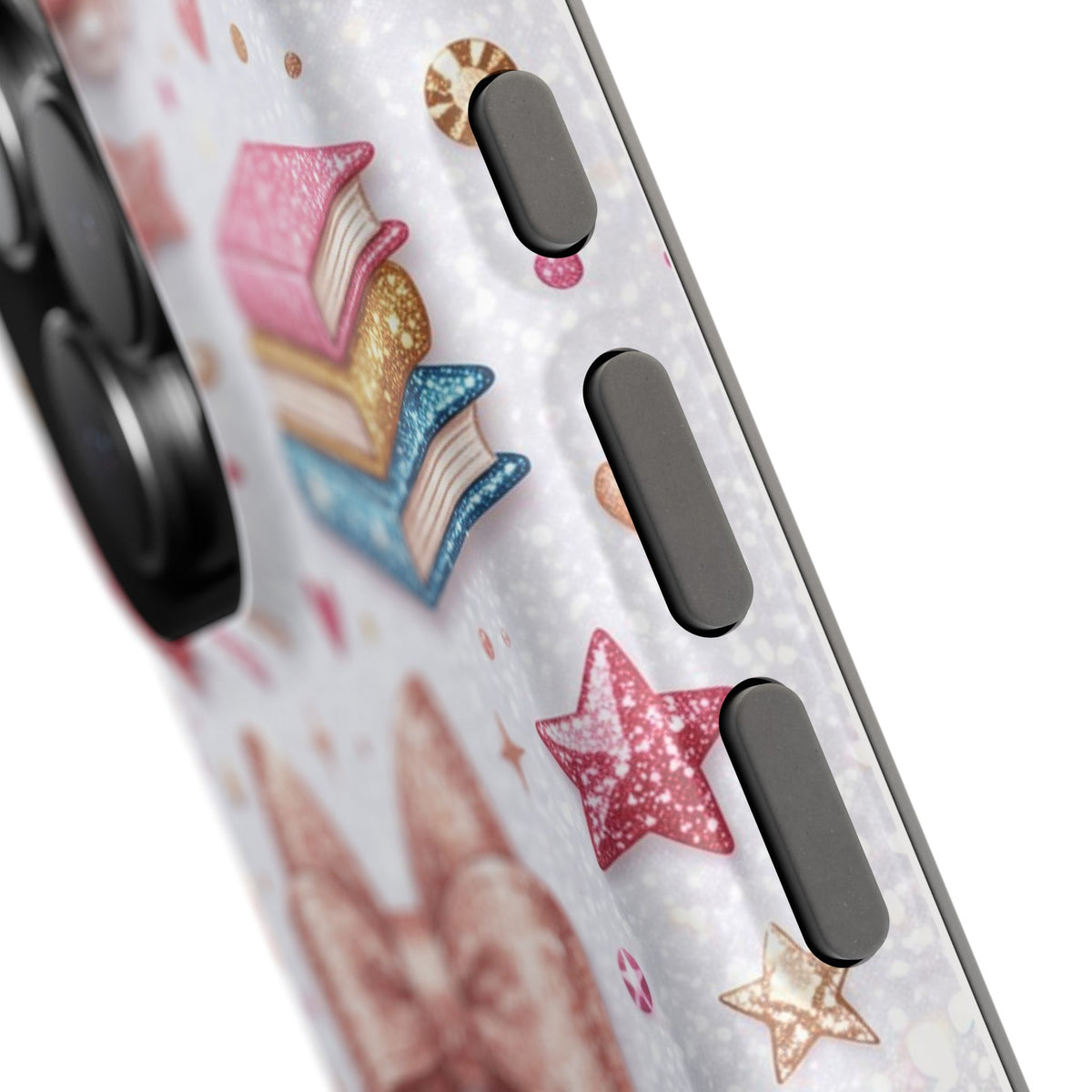 Rose Gold Glitter Bow Personalized Teacher Phone Case — Wireless Charging Cover