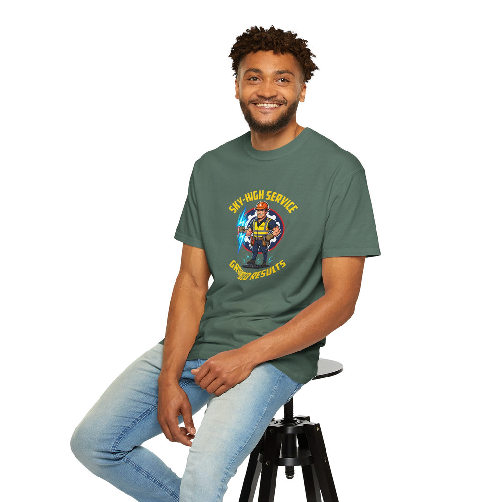 Sky-High Service Grounded Results Electrician T-Shirt
