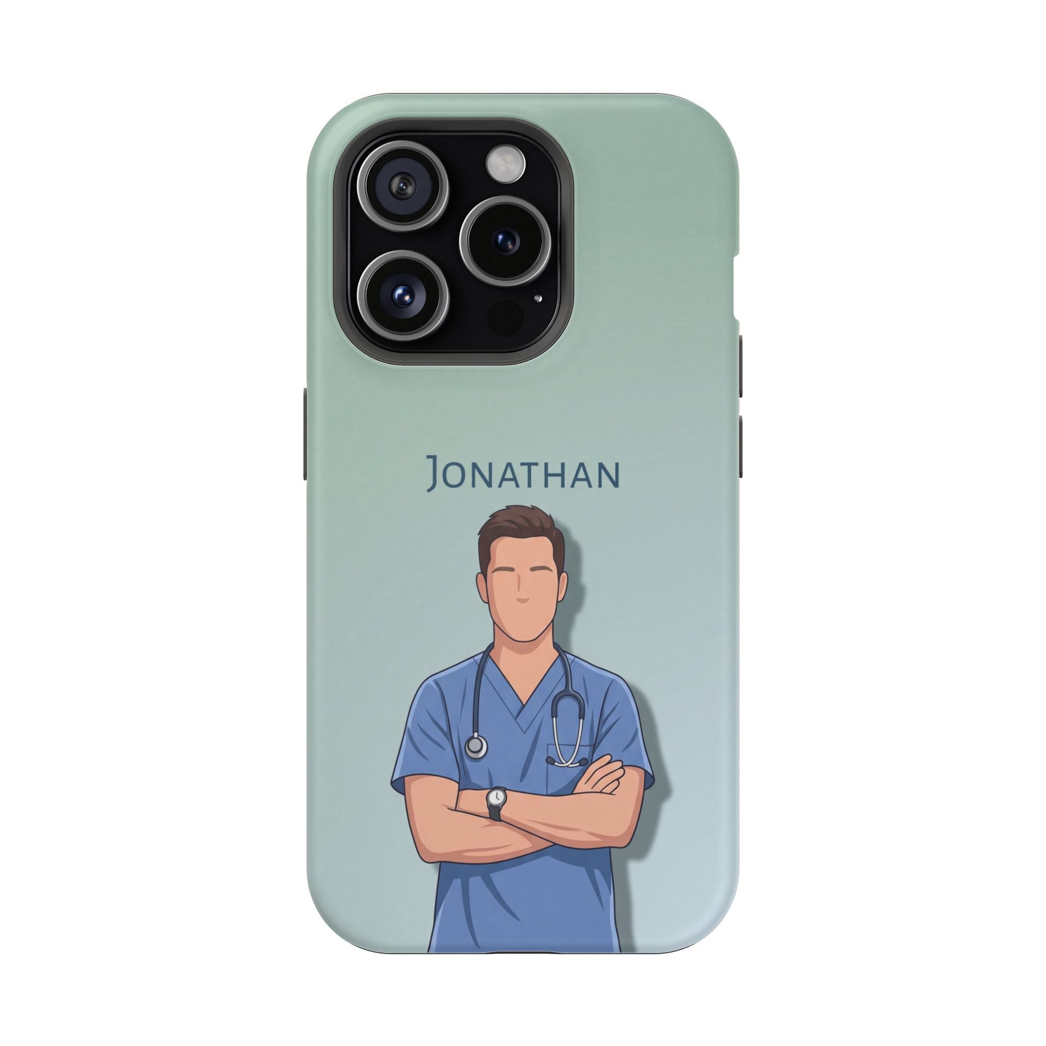 Personalized Nurse Portrait Phone Case — Impact-Resistant Wireless Charging Cover