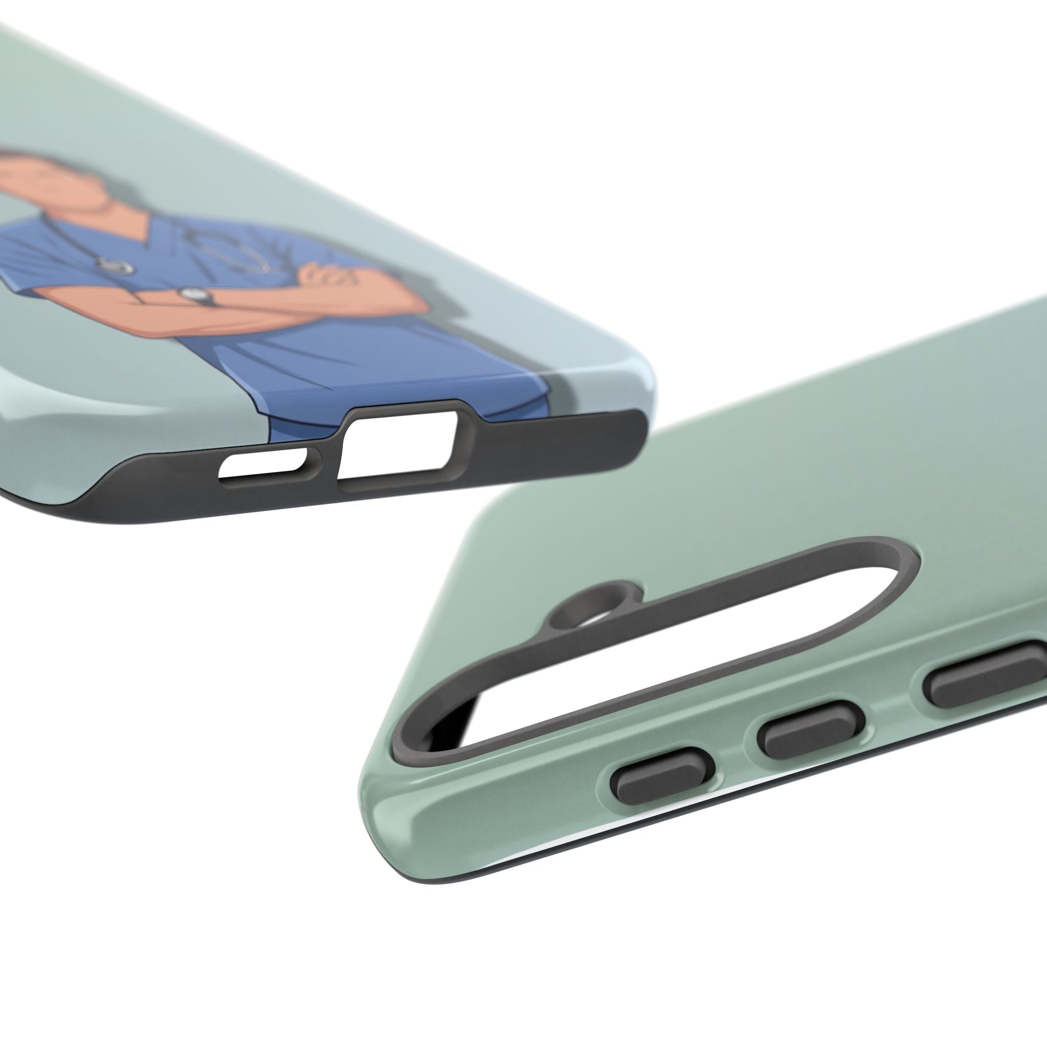 Male Nurse Phone Case | Confident Nurse in Blue Scrubs Illustration | iPhone & Samsung