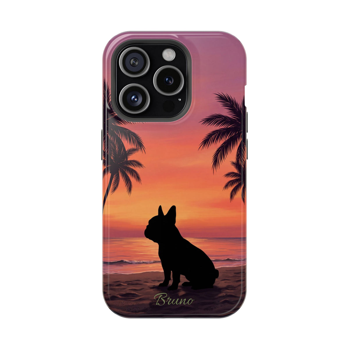 Personalized French Bulldog Tropical Beach Phone Case — Wireless Charging Cover